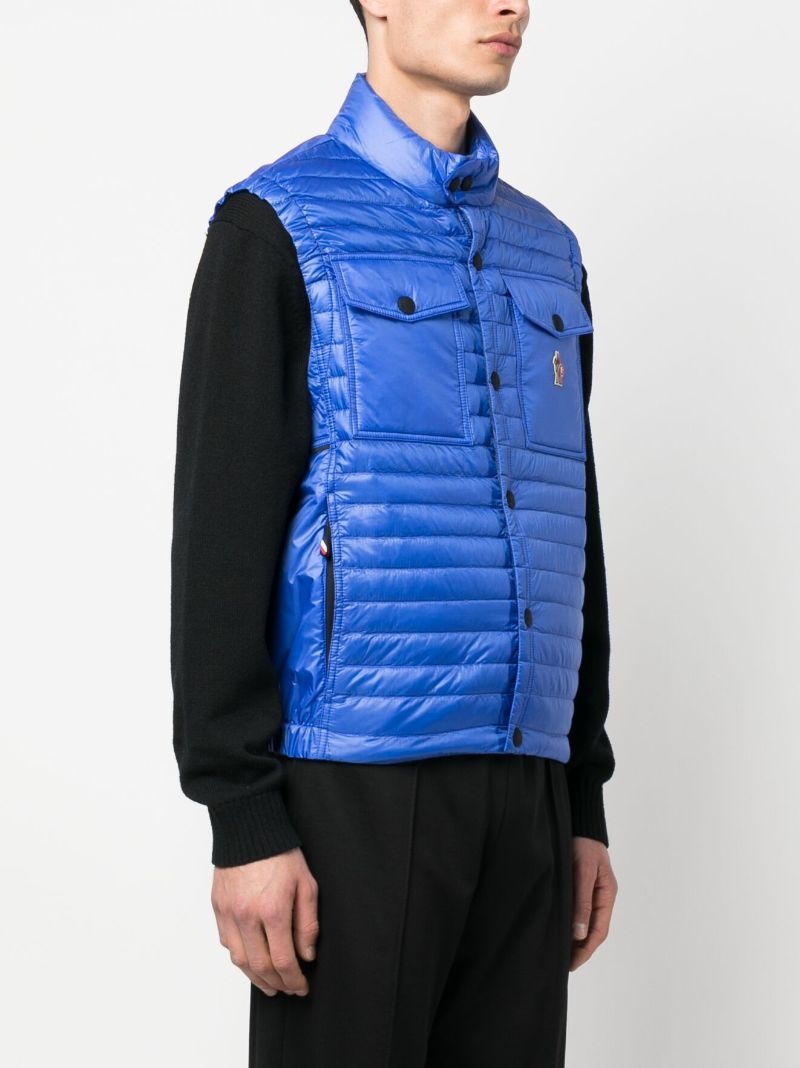 logo-patch quilted gilet - 3