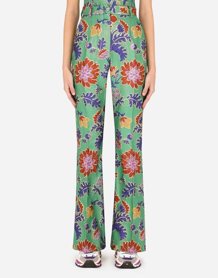 Lurex jacquard flared pants - 2