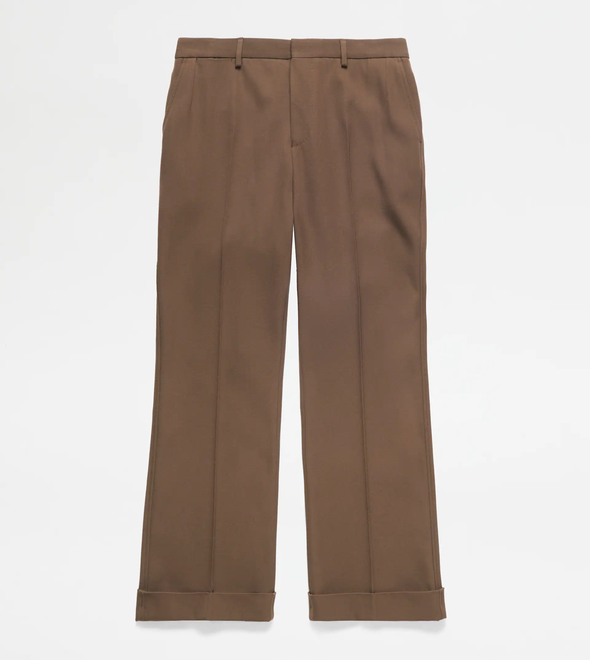 FLARE TROUSERS IN WOOL - BROWN - 1