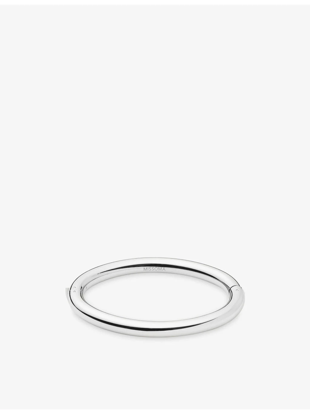 Chunky Round Hinged Platinum-Plated Stainless-Steel Bangle - 1