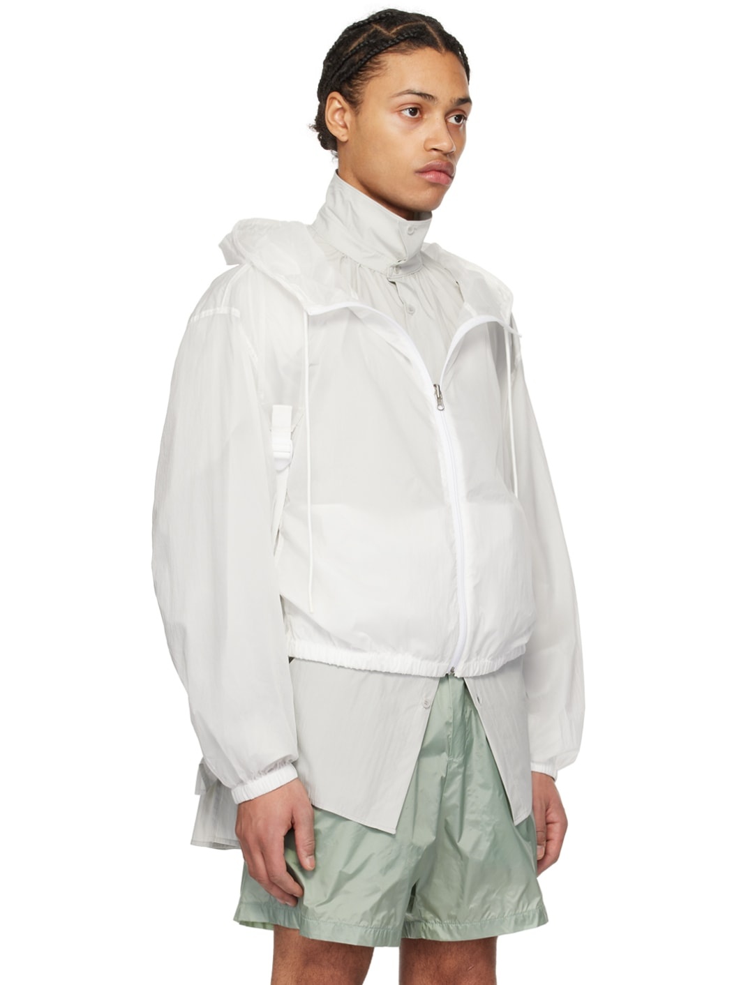 White Crinkled Jacket - 2