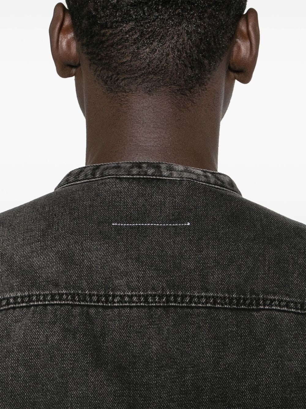 collarless denim jacket - 5