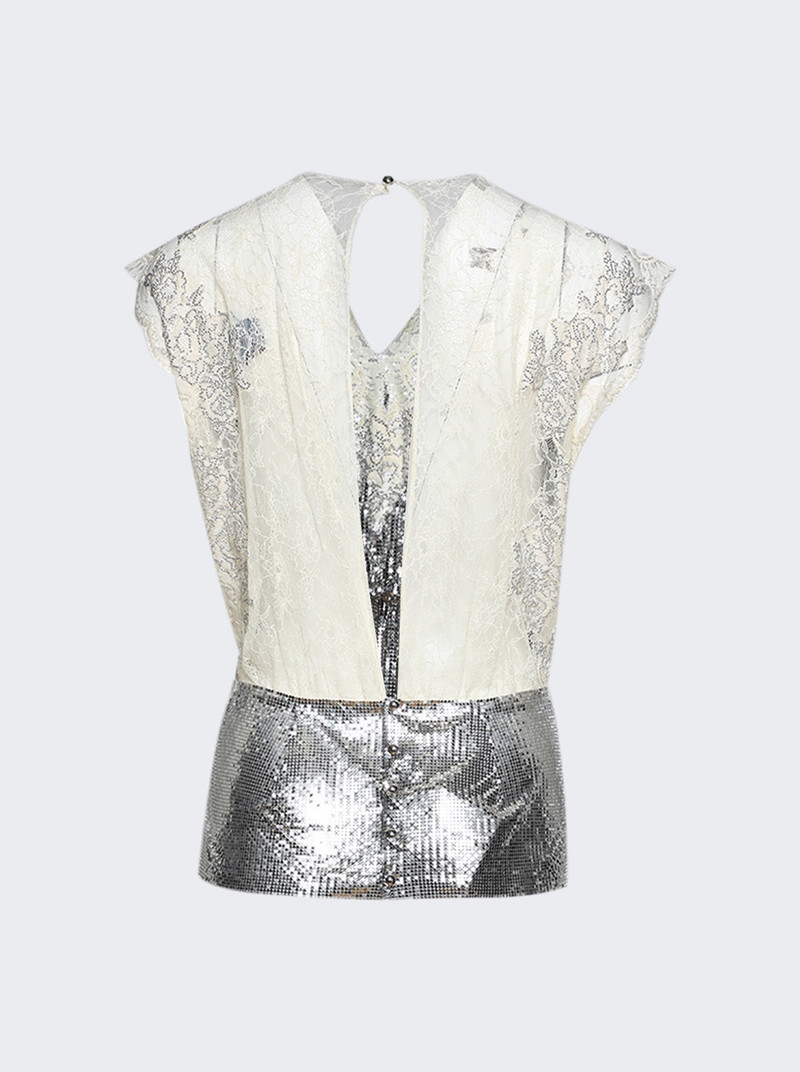 rabanne Lace And Aluminum Mesh Top Silver outlook