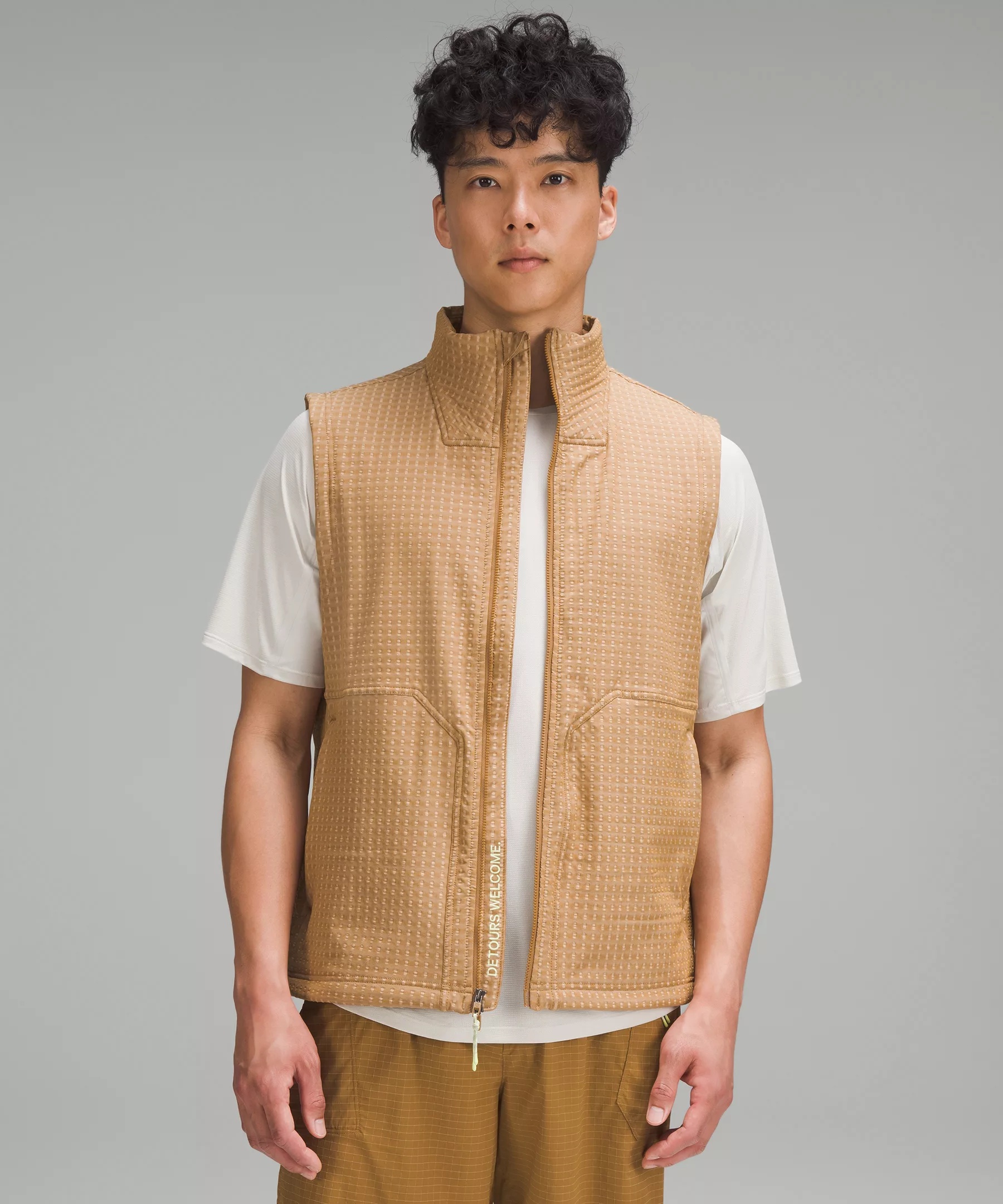 Water-Repellent Grid Fleece Hiking Vest - 1