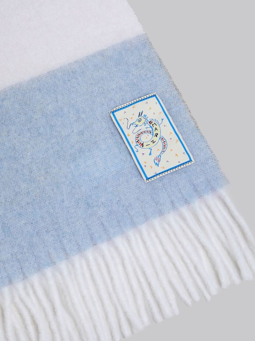 WHITE BLUE AND PINK ALPACA SCARF WITH DRAGON PATCH - 4