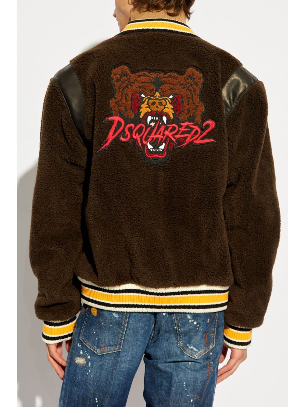 Bear's Varsity shearling bomber jacket - 4