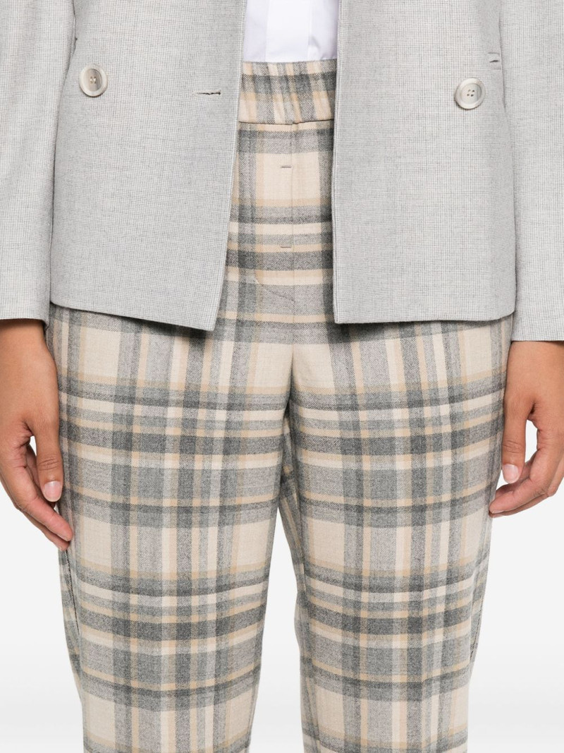 checked elastic-waist trousers 5