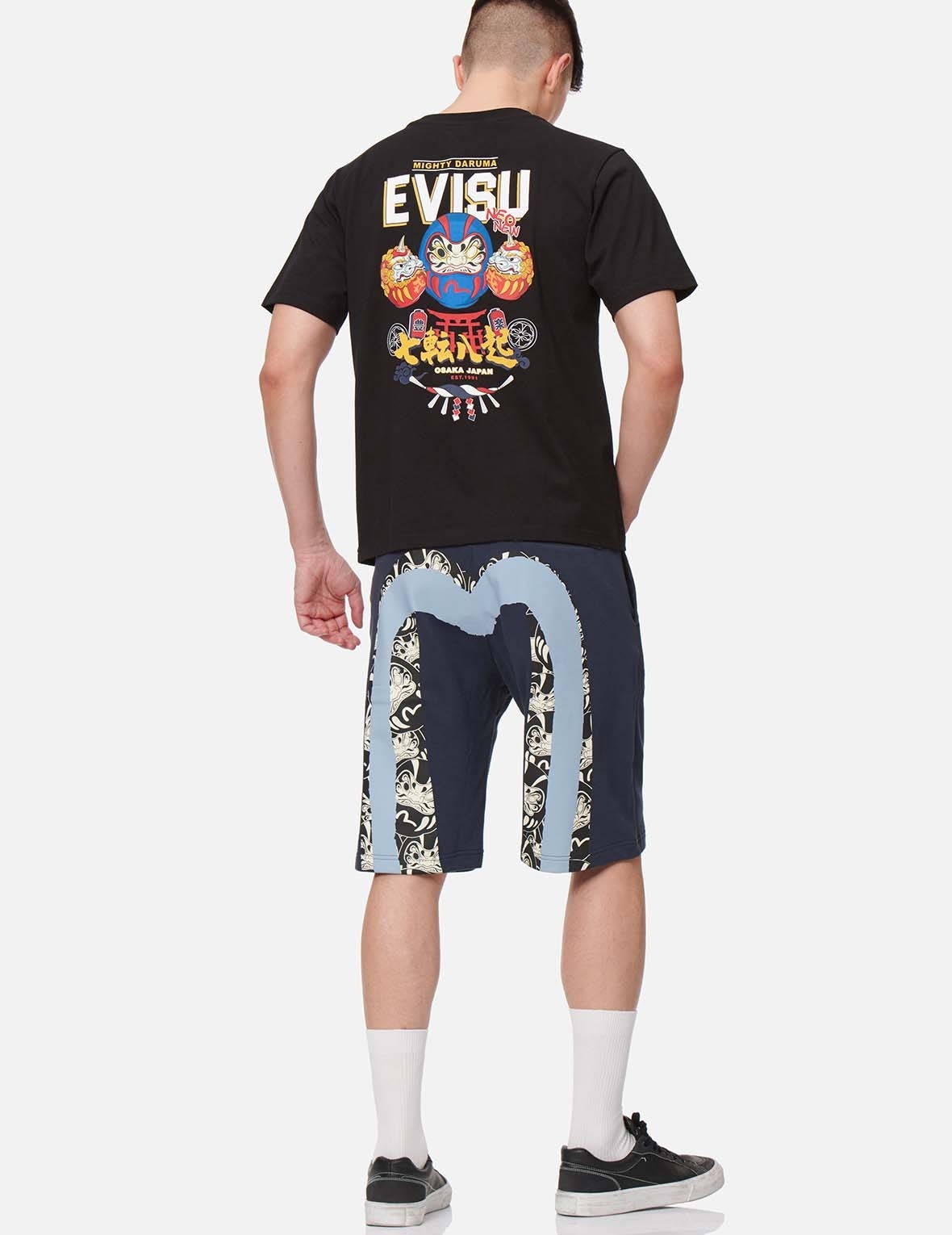 DOUBLE DARUMA DAICOCK PRINT SWEAT SHORTS - 5