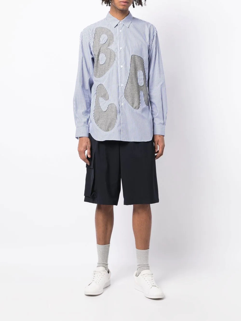 alphabet patch-detail long-sleeve shirt - 2