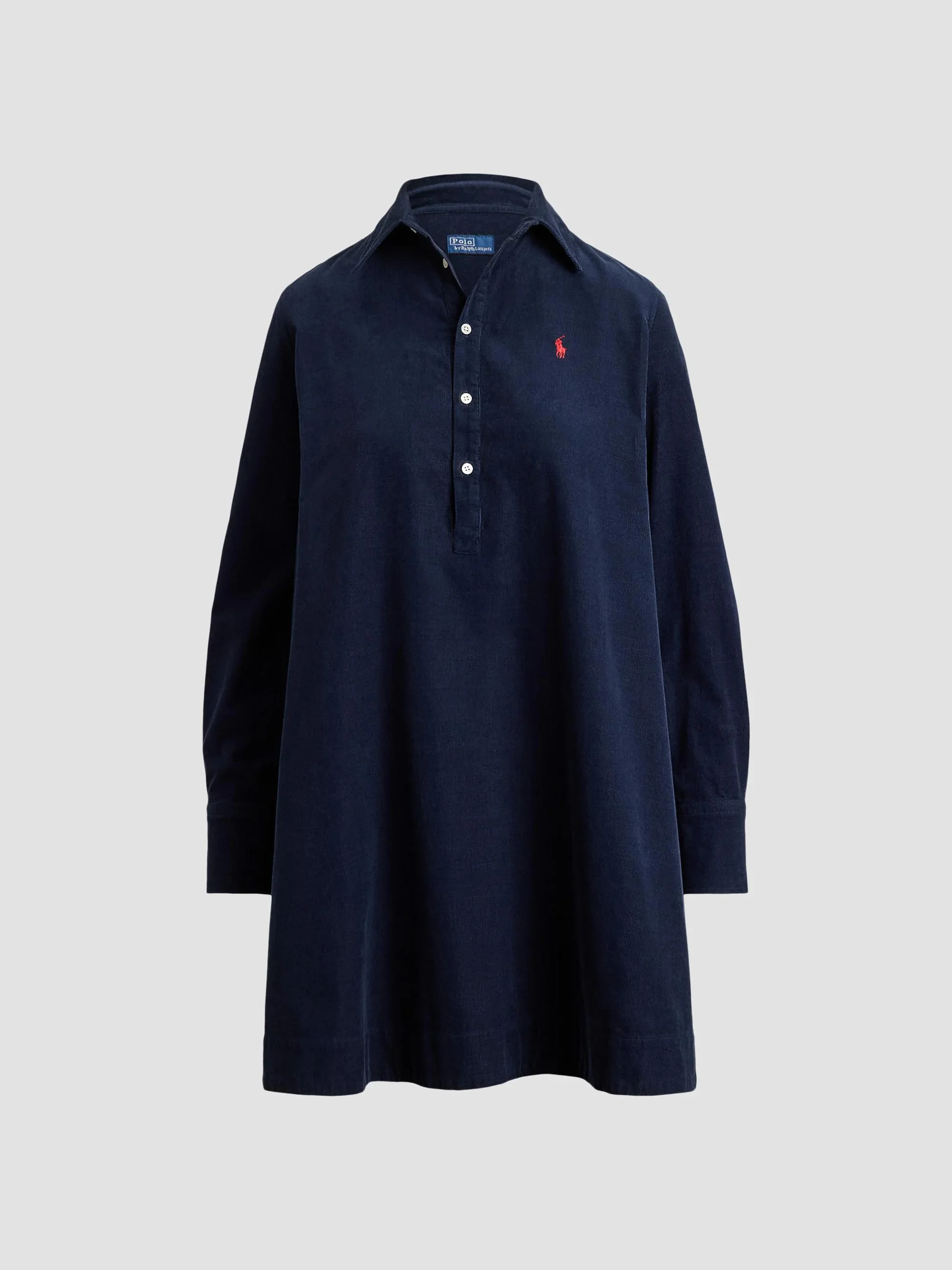 Women's Wide-Wale Corduroy A-Line Mini Shirtdress - Navy - 1