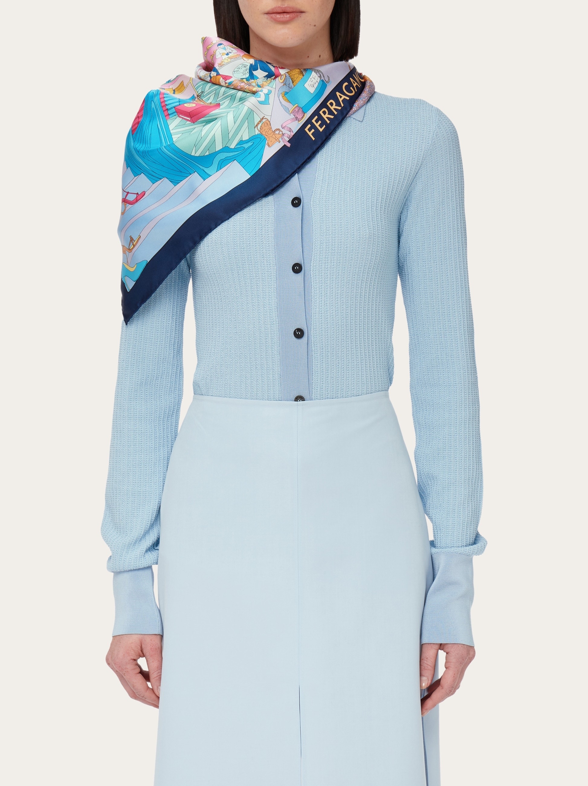 Oggetti print silk foulard - 3