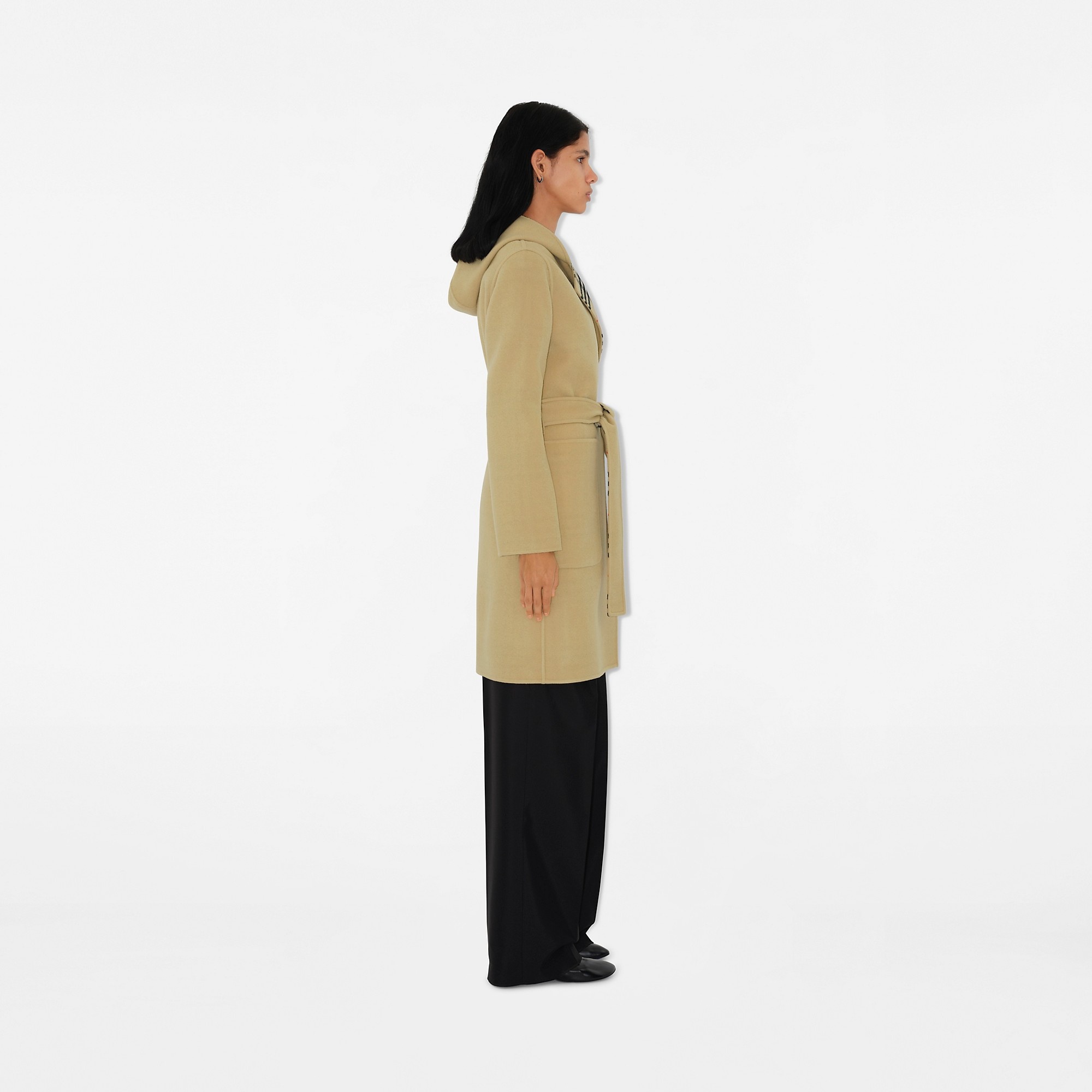 Mid-length Reversible Check Wool Car Coat - 3