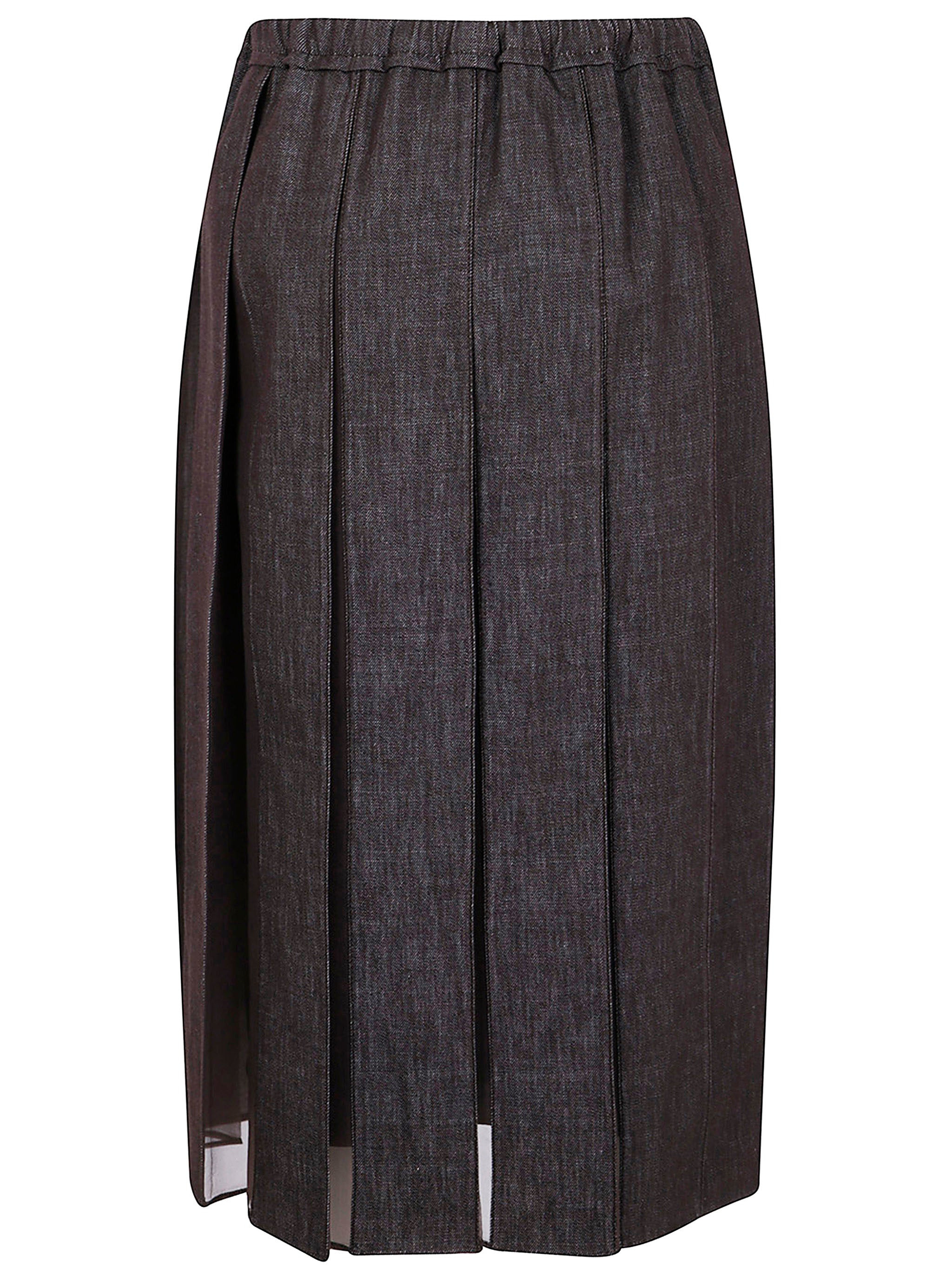 Brunello Cucinelli Women Plated Denim Midi Skirt - 2