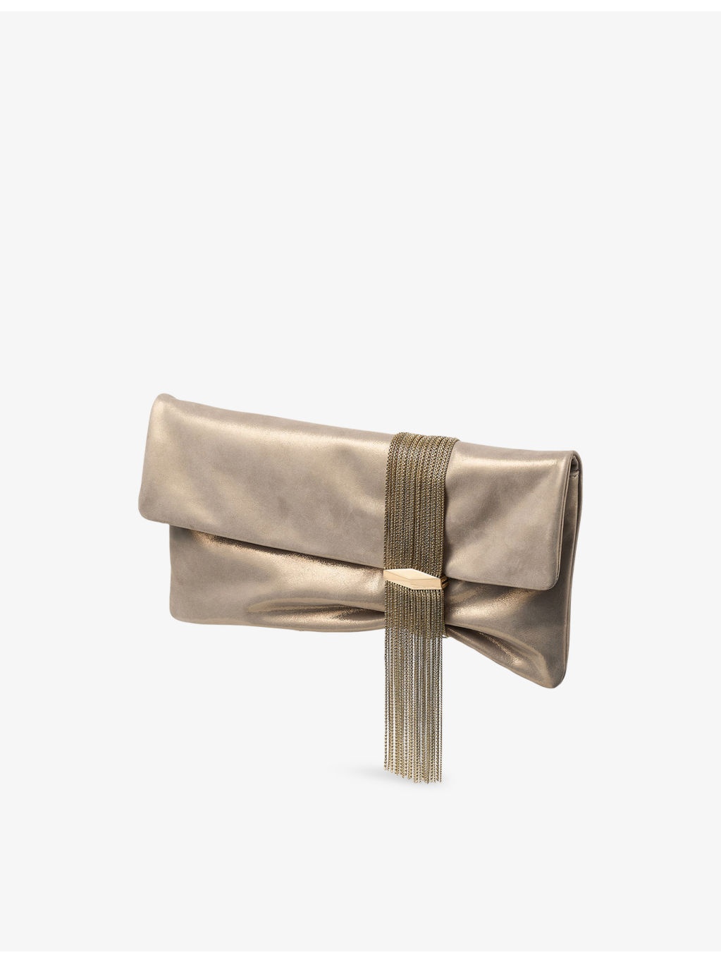 Zandra Shimmer Metallic-Leather Clutch Bag - 3
