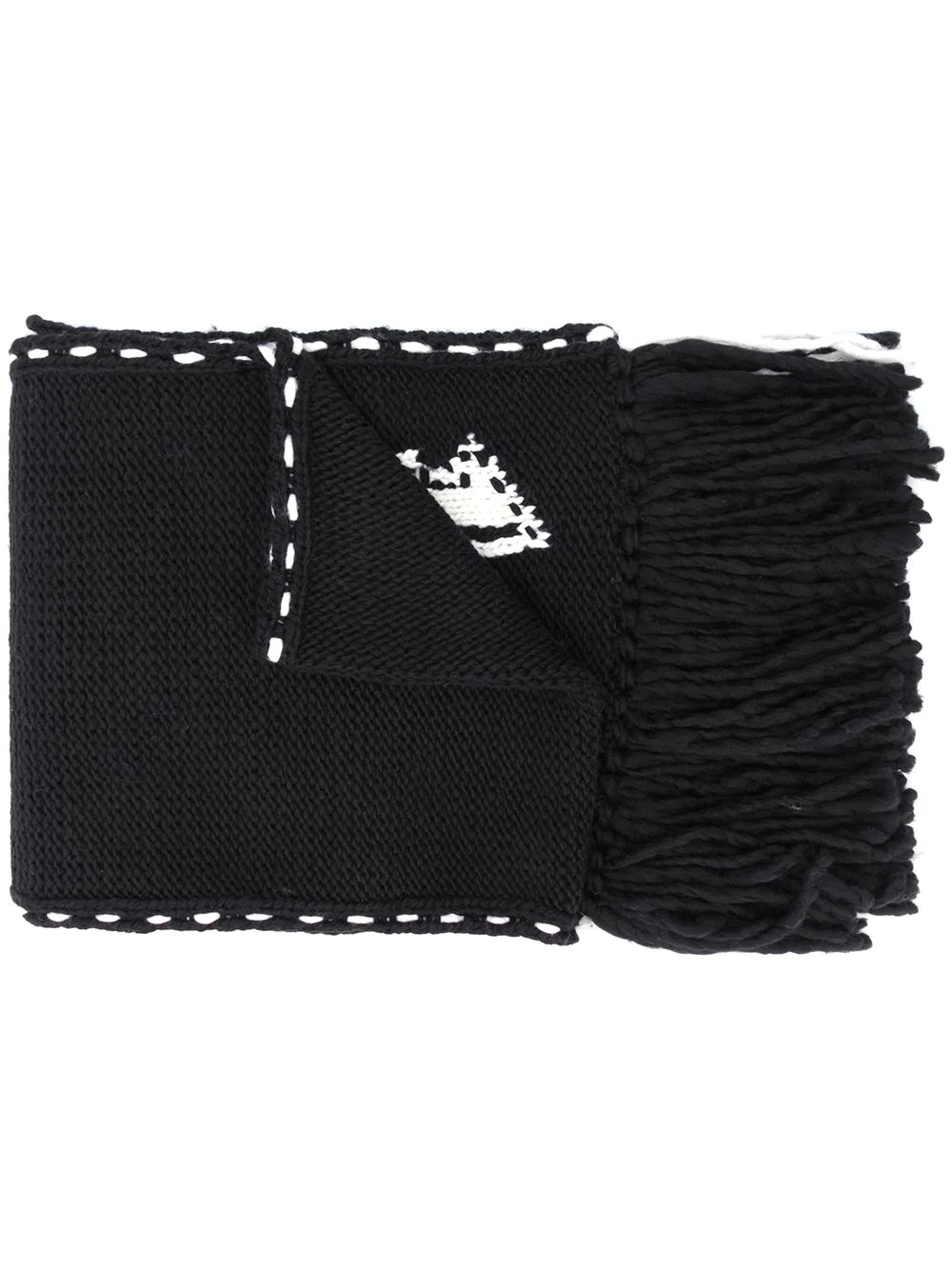 skull knit frayed edge scarf - 1