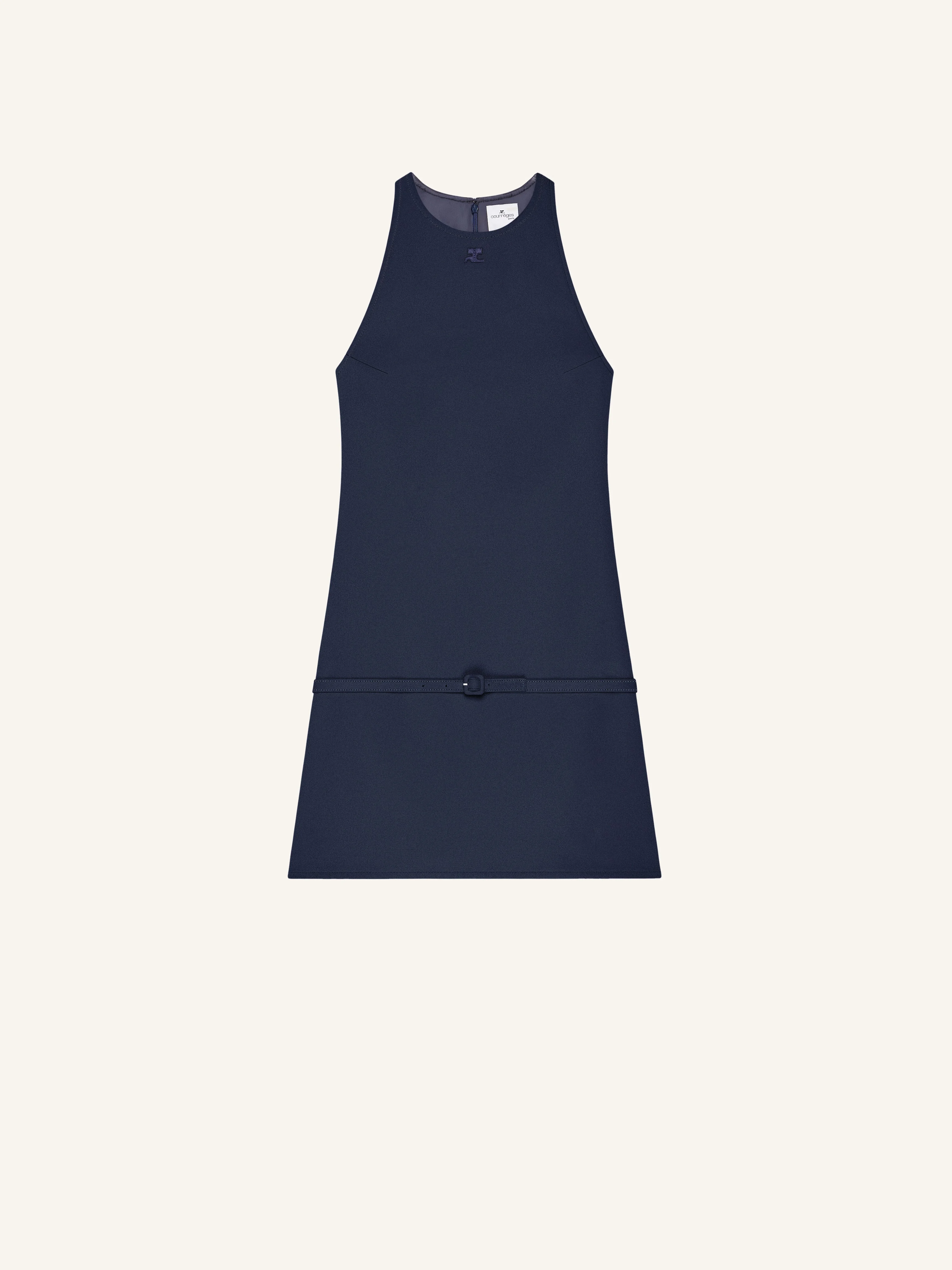 A-LINE BELTED TWILL MINI DRESS - 1