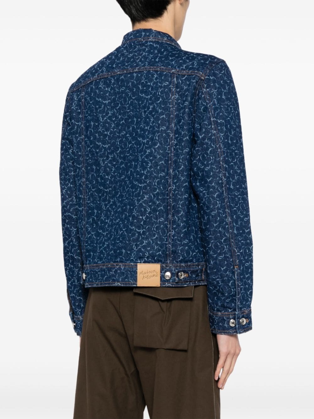 laser cut-detail denim jacket - 4