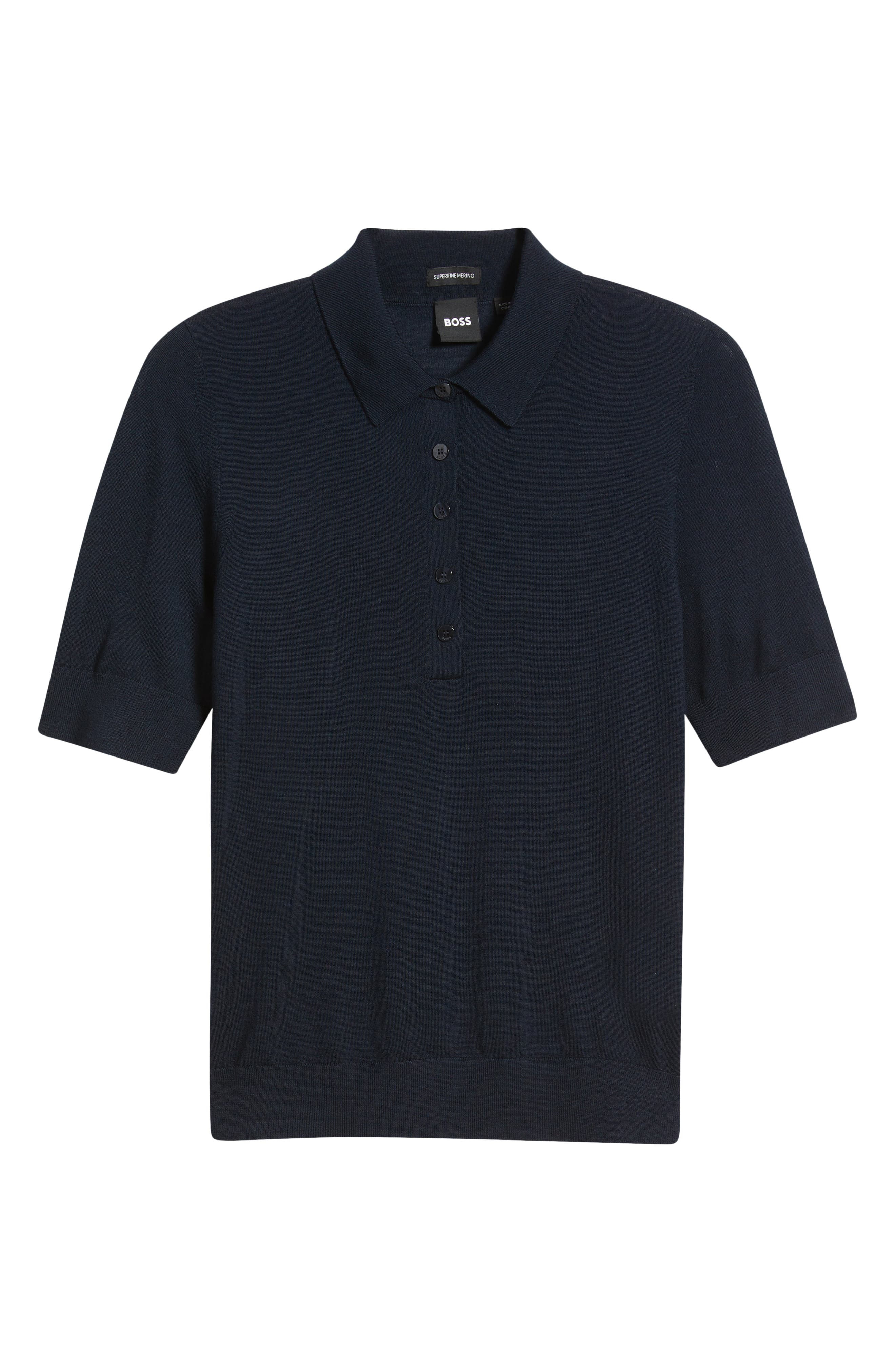 BOSS Fidenka Virgin Wool Polo Sweater in Sky Captain at Nordstrom - 5