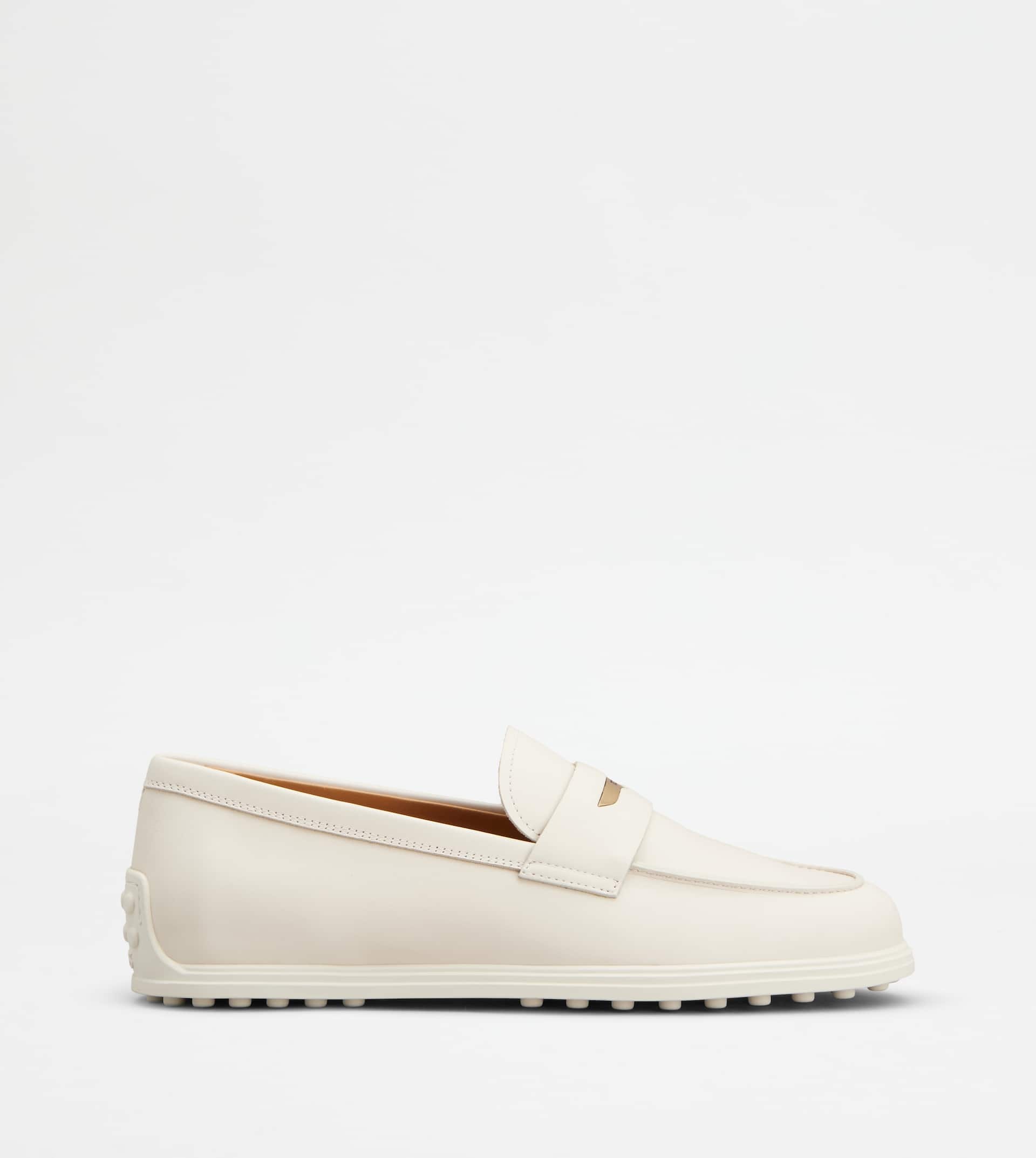 LOAFERS IN LEATHER - OFF WHITE - 1
