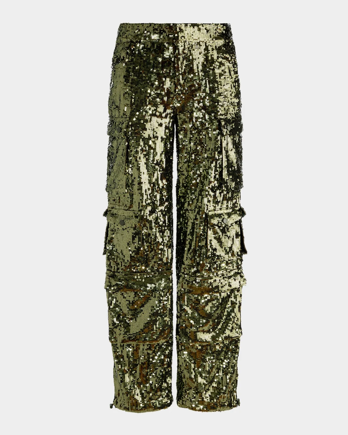 Olympia Mid-Rise Sequined Cargo Pants - 1