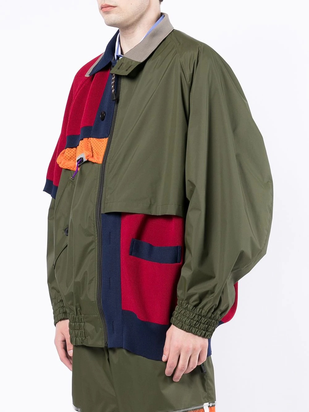 colour-block shirt jacket - 3