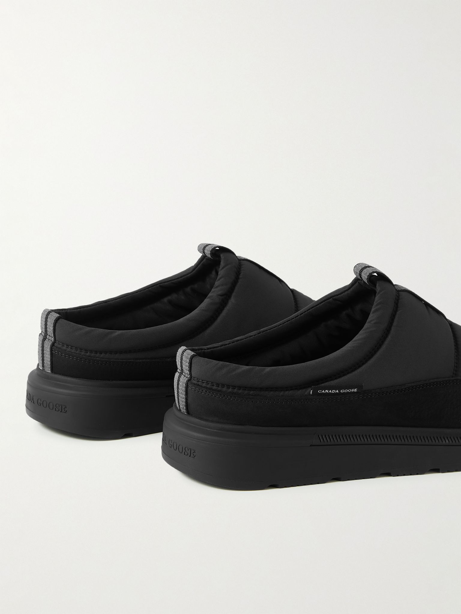 Crofton Suede-Trimmed Quilted Nylon Mules Black - 5