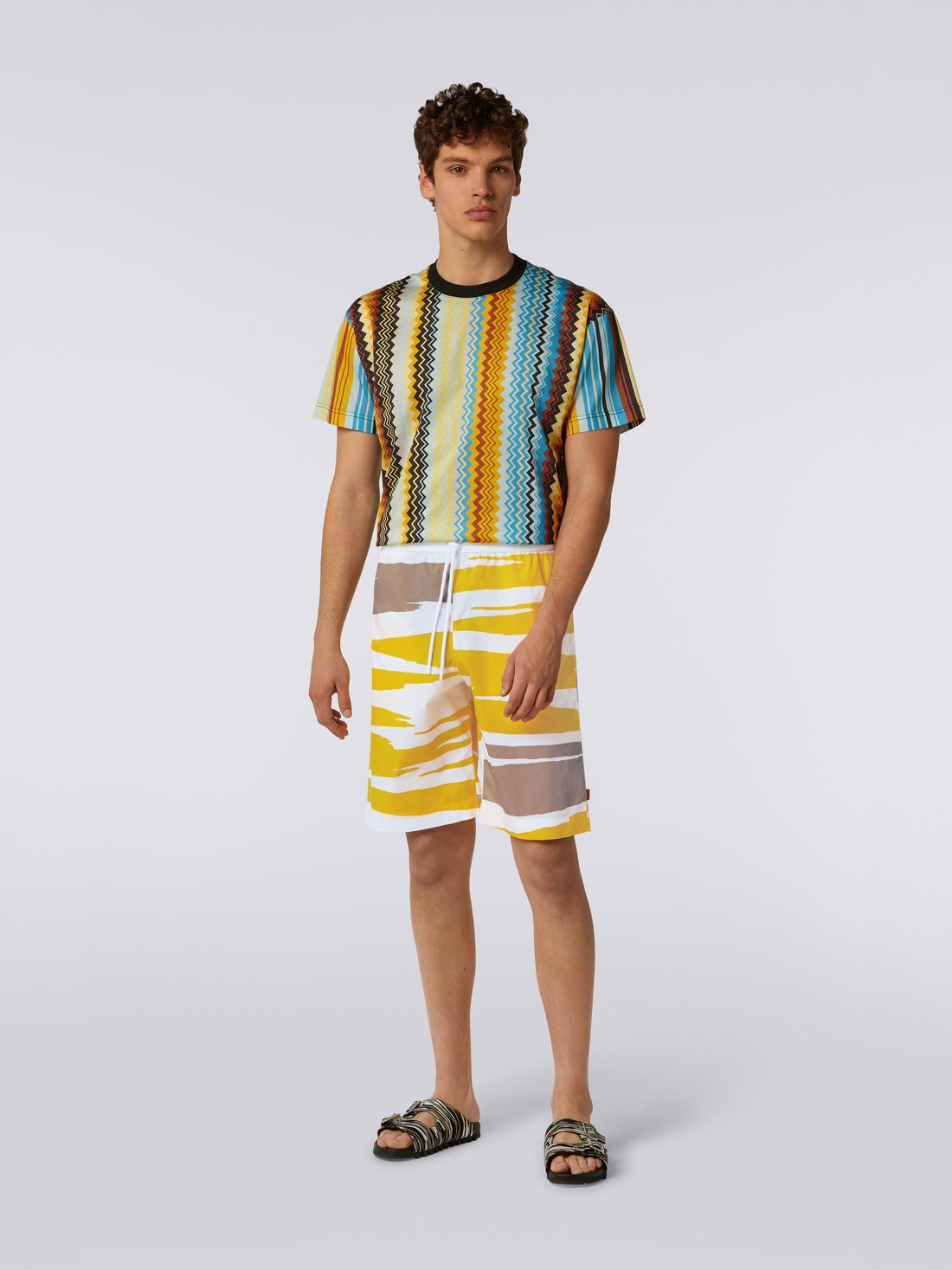 Cotton Bermuda shorts with slub print - 2