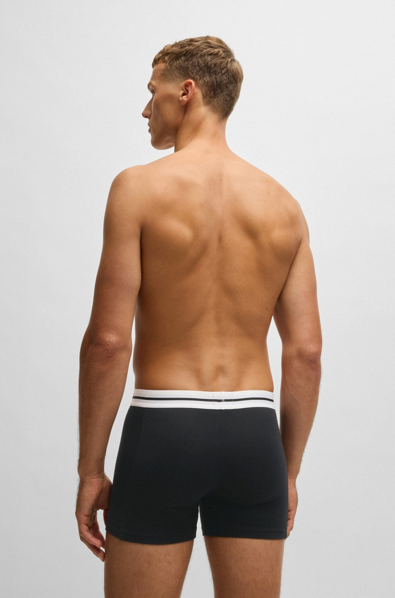 BOSS THREE-PACK OF STRETCH-COTTON BOXER BRIEFS WITH LOGO outlook