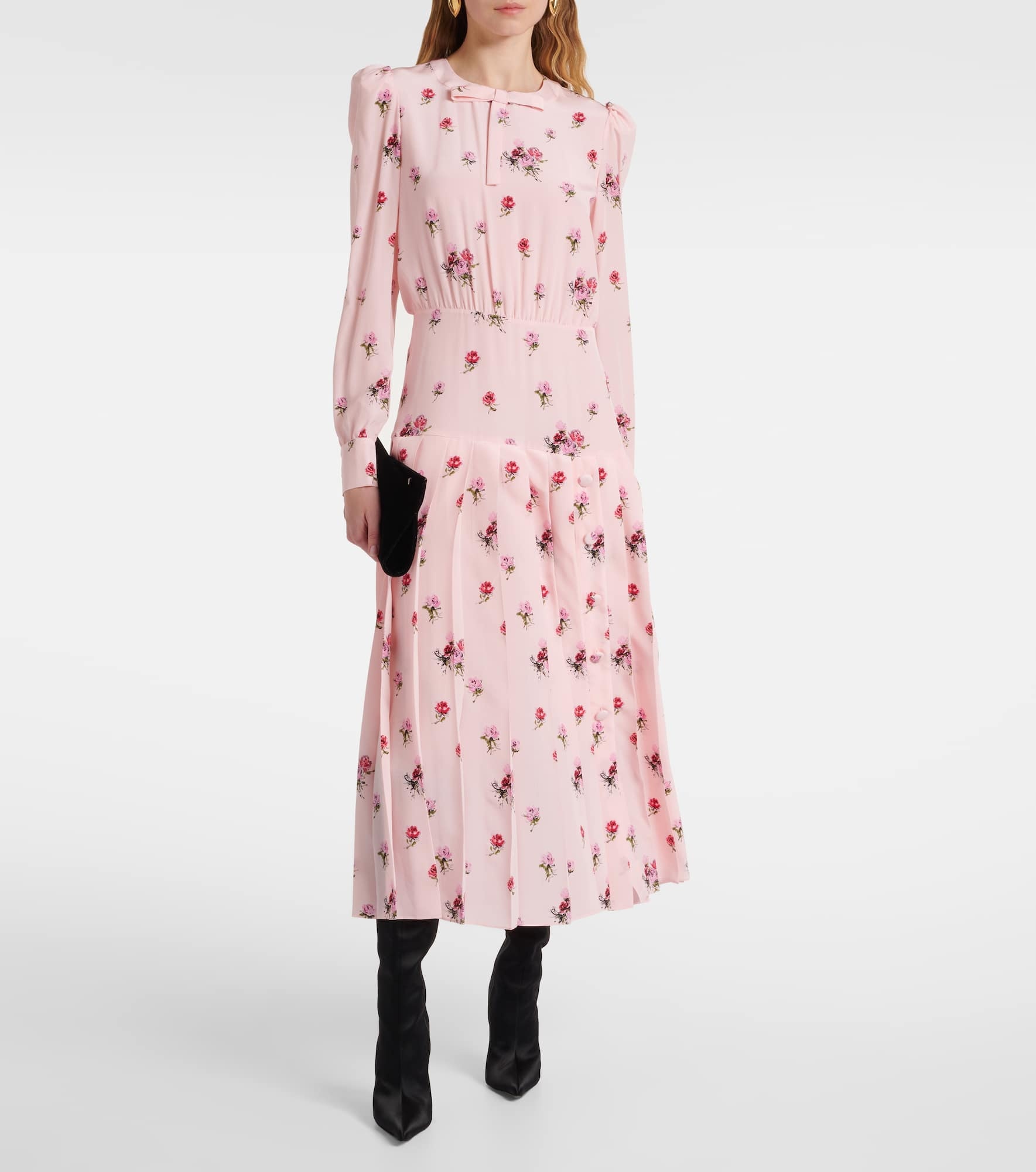 Floral pleated silk midi dress - 2