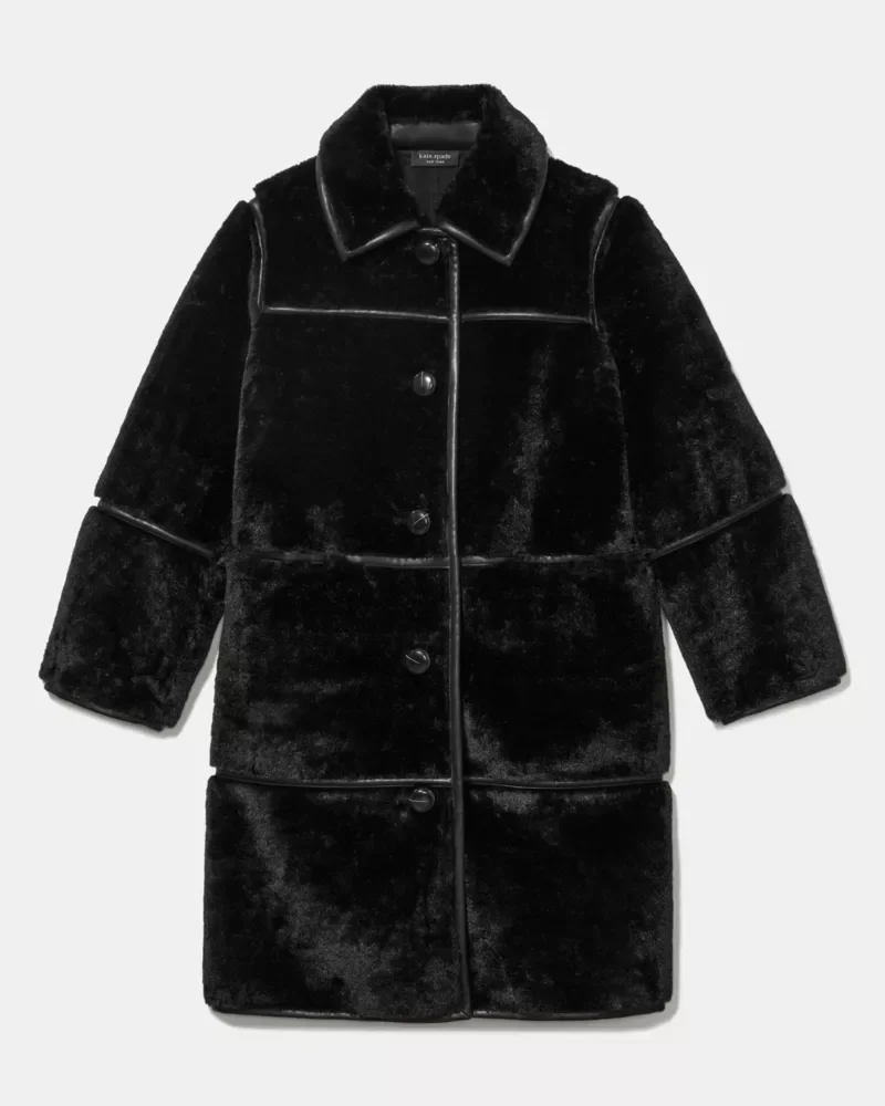 Faux Shearling Barrel Coat - 1