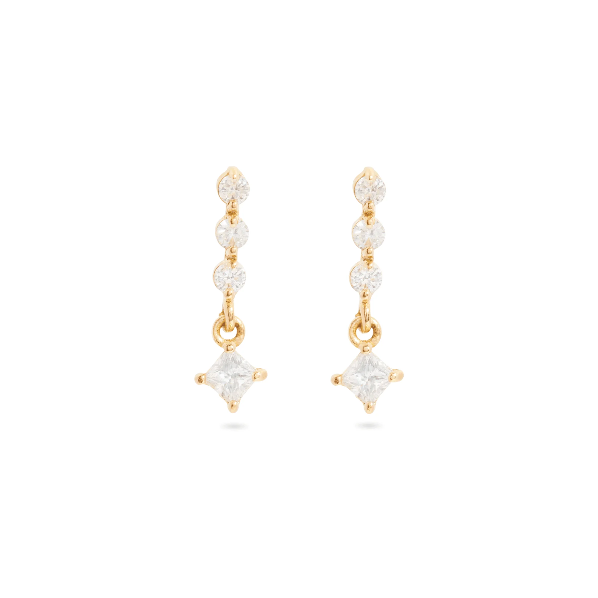 Teeny LAB-Created Diamond Line Princess Earrings - 1