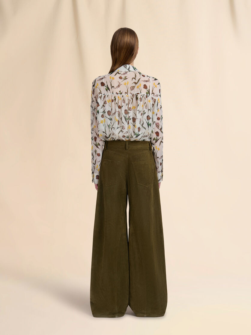 DEEP GREEN SUEDE TWISTED TROUSERS - 3