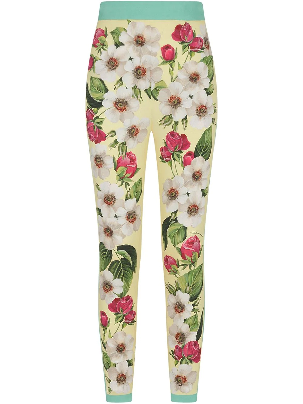 floral print silk trousers - 1