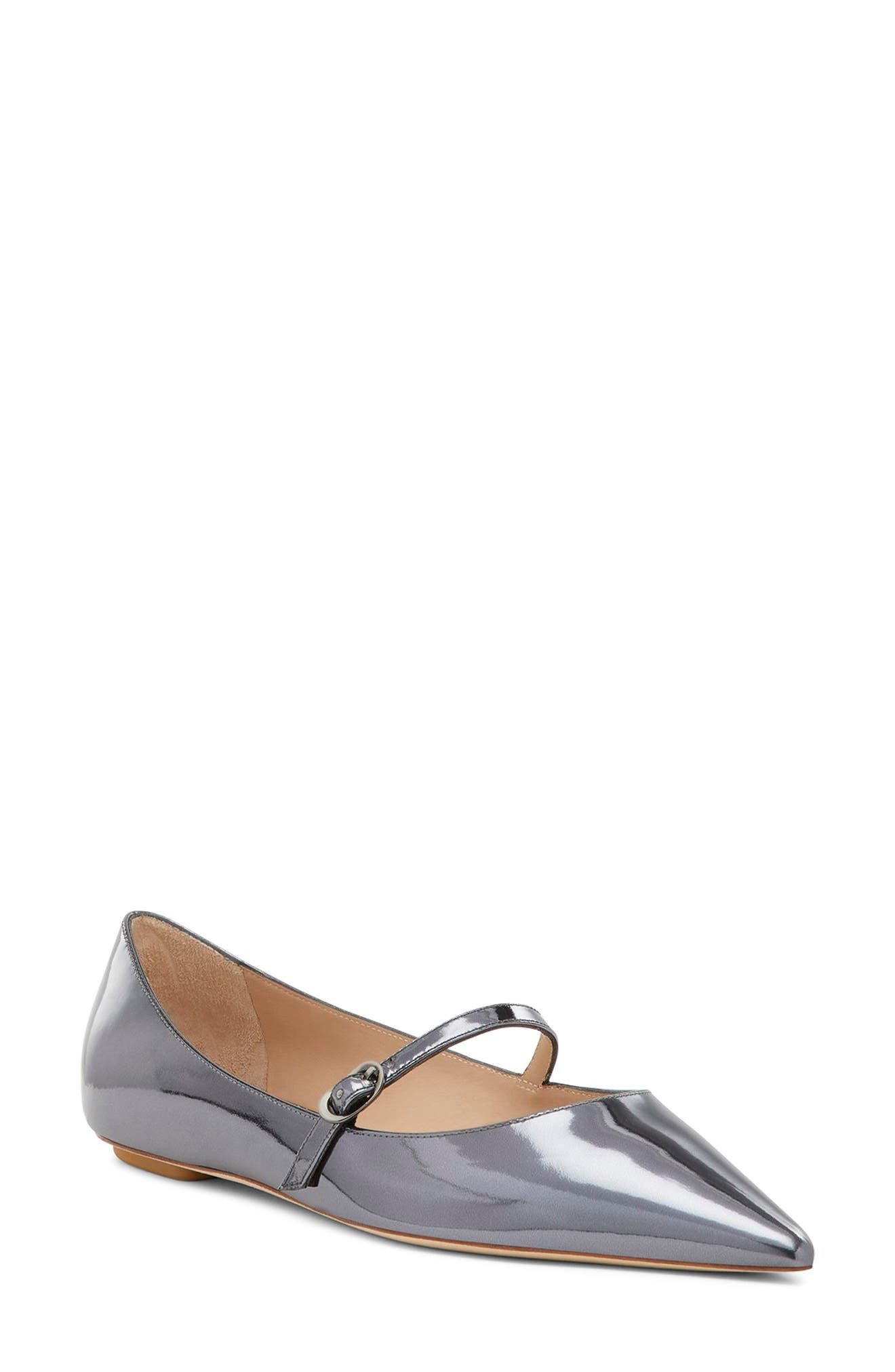 Stuart Weitzman Emilia Mary Jane Flat in Cool Gray Patent at Nordstrom - 1