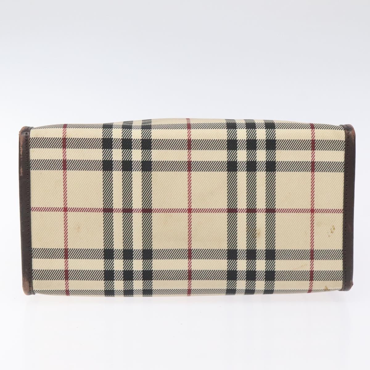 Burberry Nova Check Hand Bag Nylon Leather Beige Silver - 5