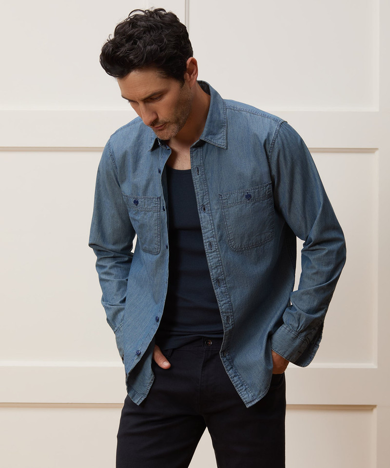 TODD SNYDER Japanese Chambray Work Shirt outlook