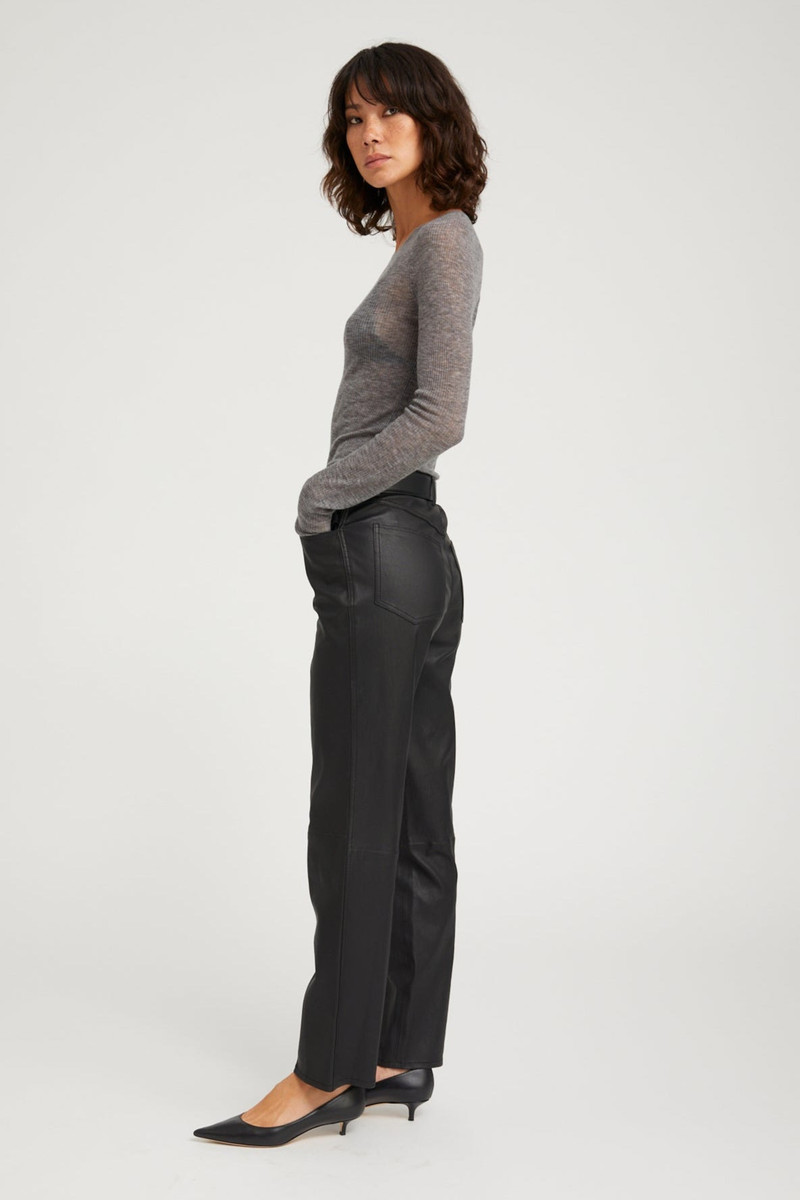 GREY TISSUE CASHMERE LONG SLEEVE BABY TEE 4