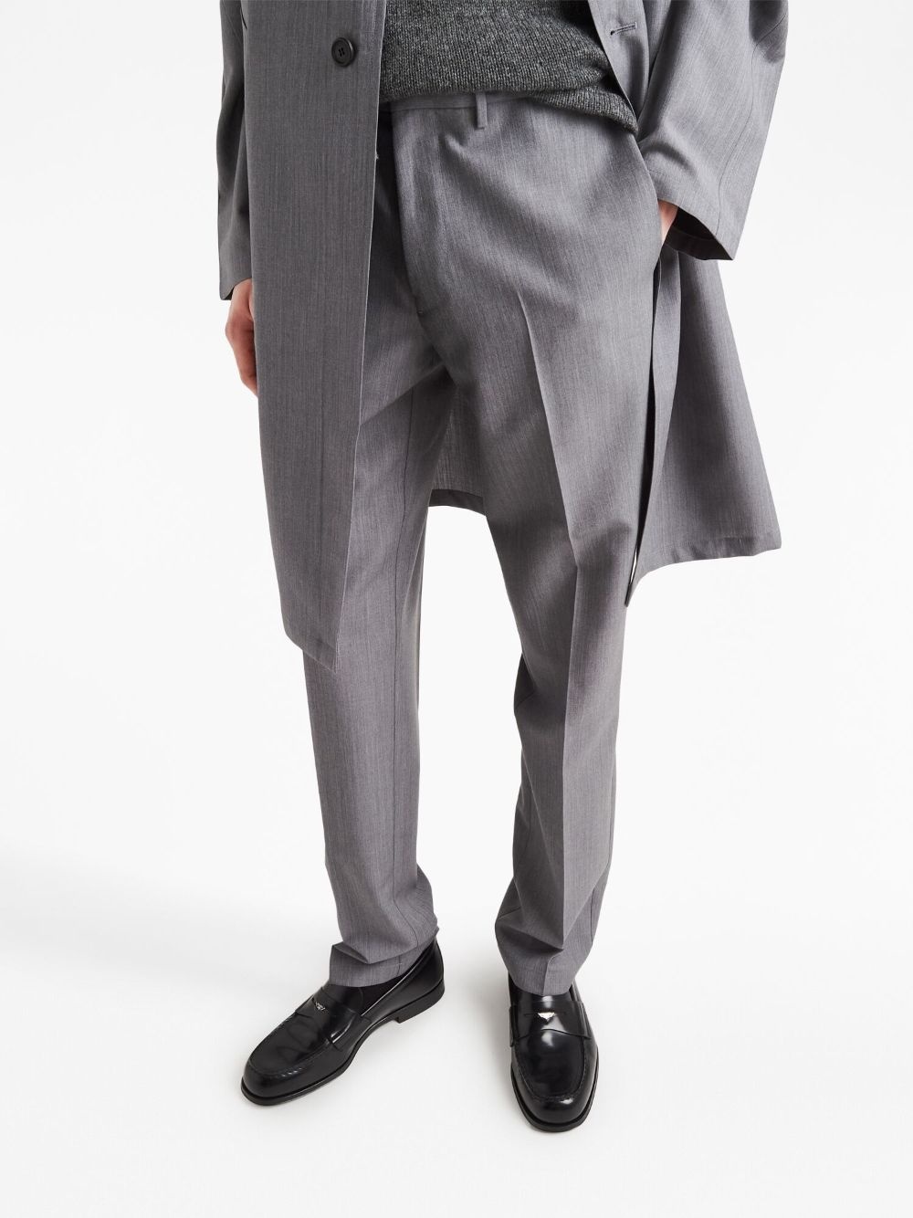 triangle-logo mohair tailored trousers - 4