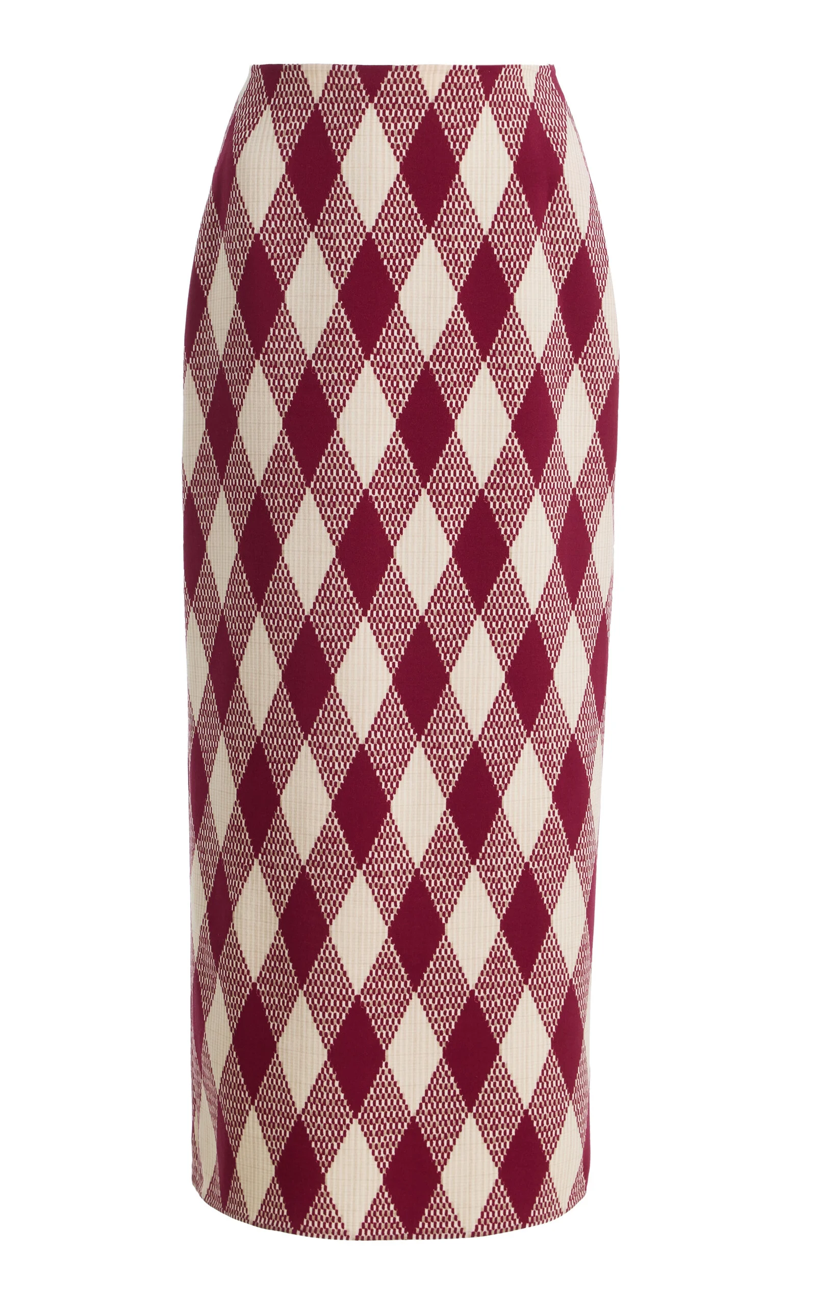 Argyle Wool-Blend Midi Pencil Skirt red - 1