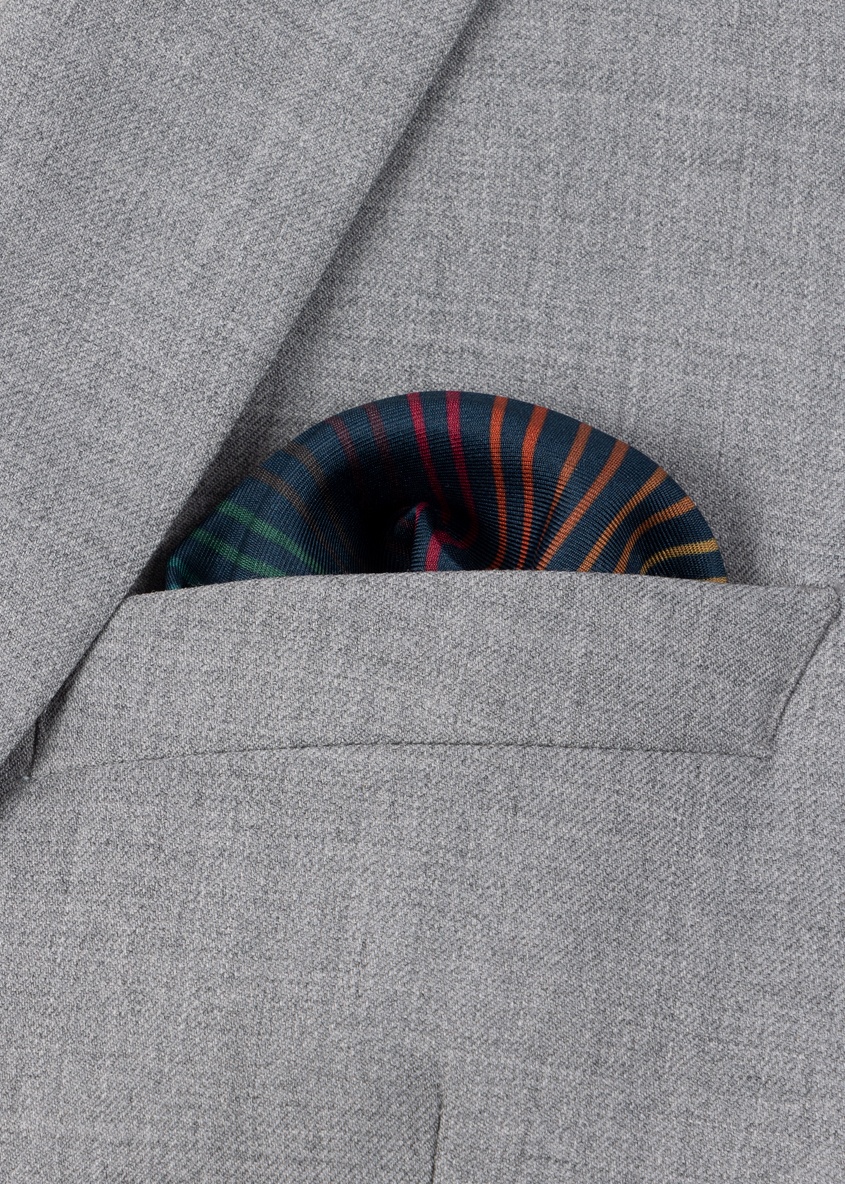 Navy Silk Gradient 'Signature Stripe' Pocket Square - 2