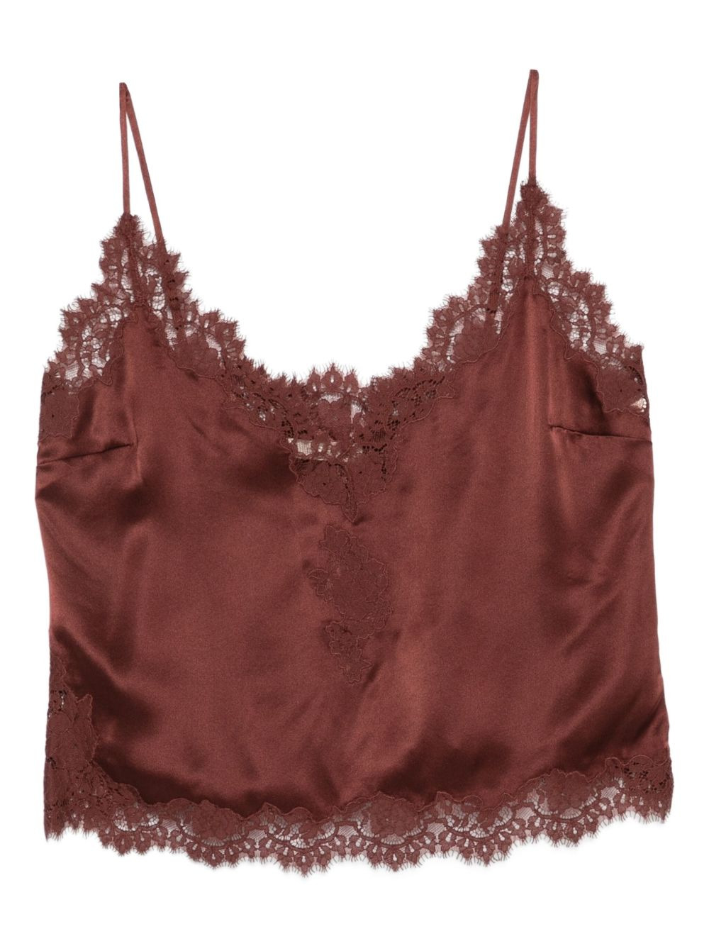 lace-trimmed satin top - 1
