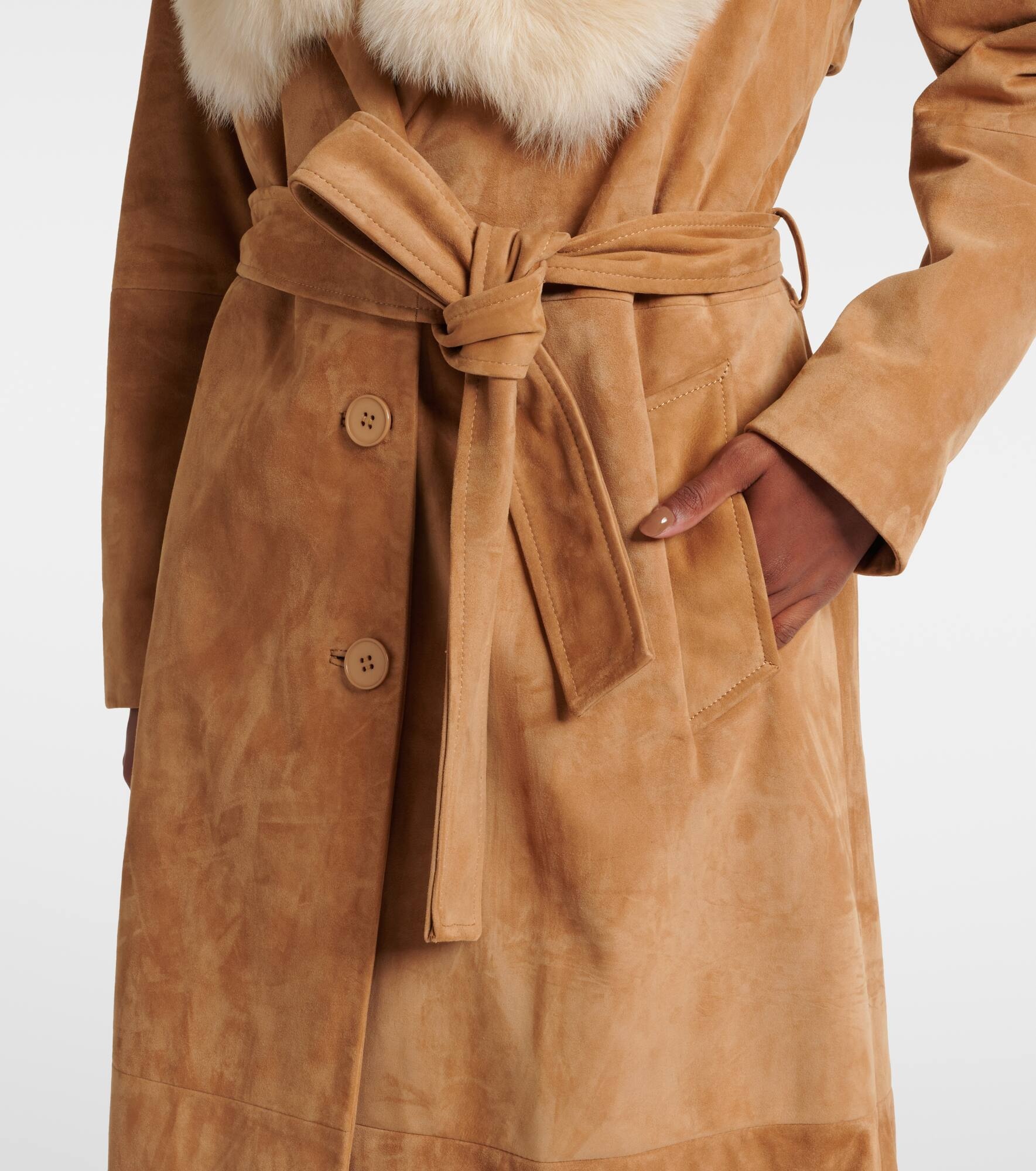 Dakota shearling-trimmed suede coat - 5