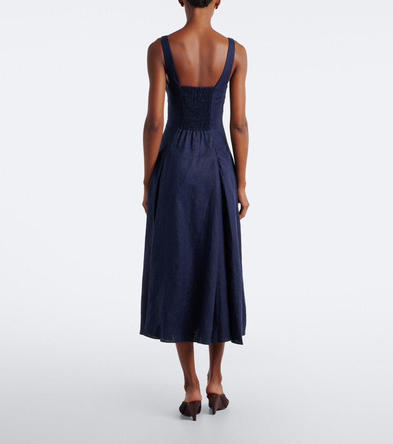 Adalee pleated shirred linen midi dress 5