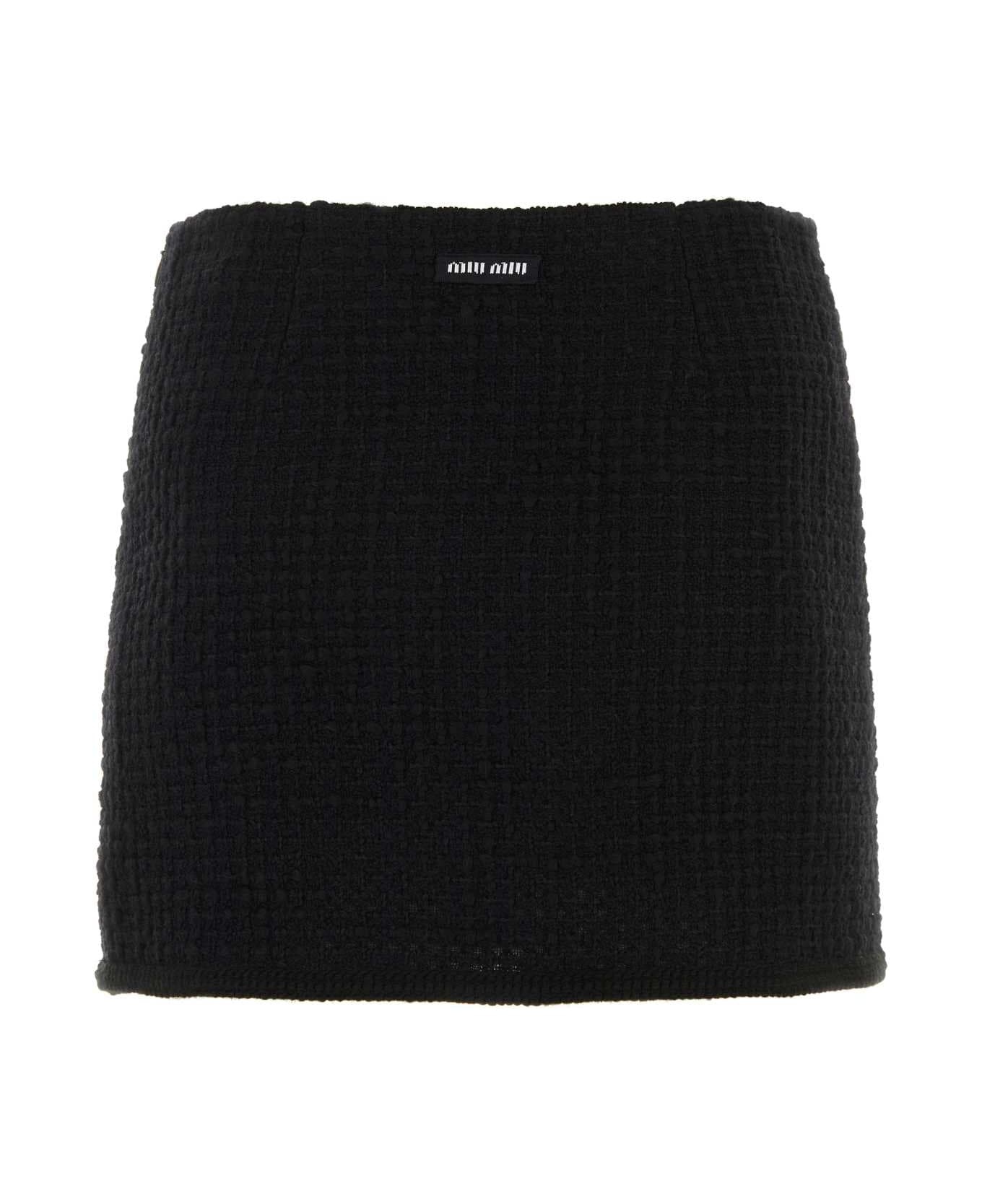 Black Boucle Mini Skirt - 2