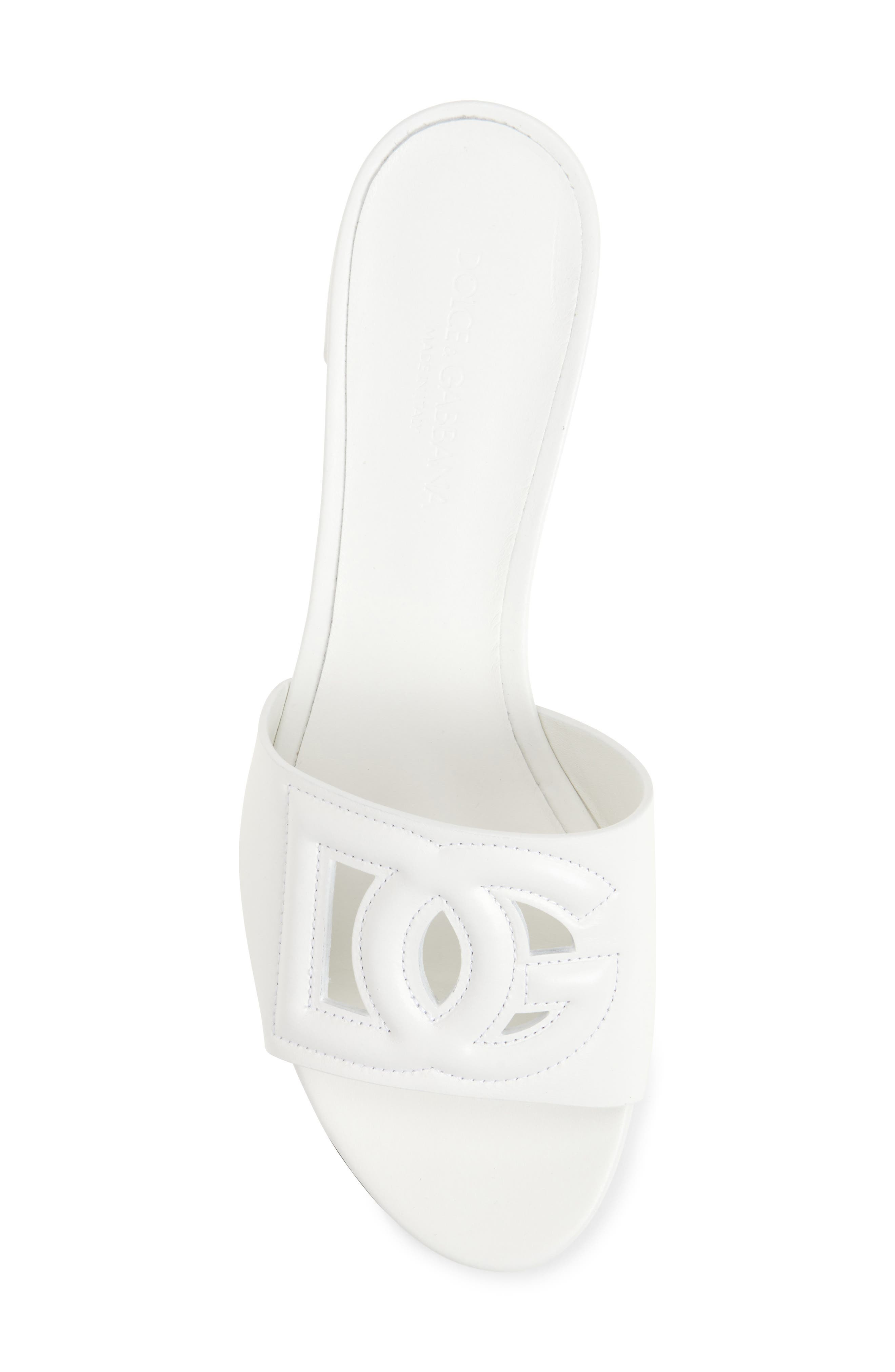 Dolce&Gabbana DG Interlock Slide Sandal in 80001 Bianco at Nordstrom - 5