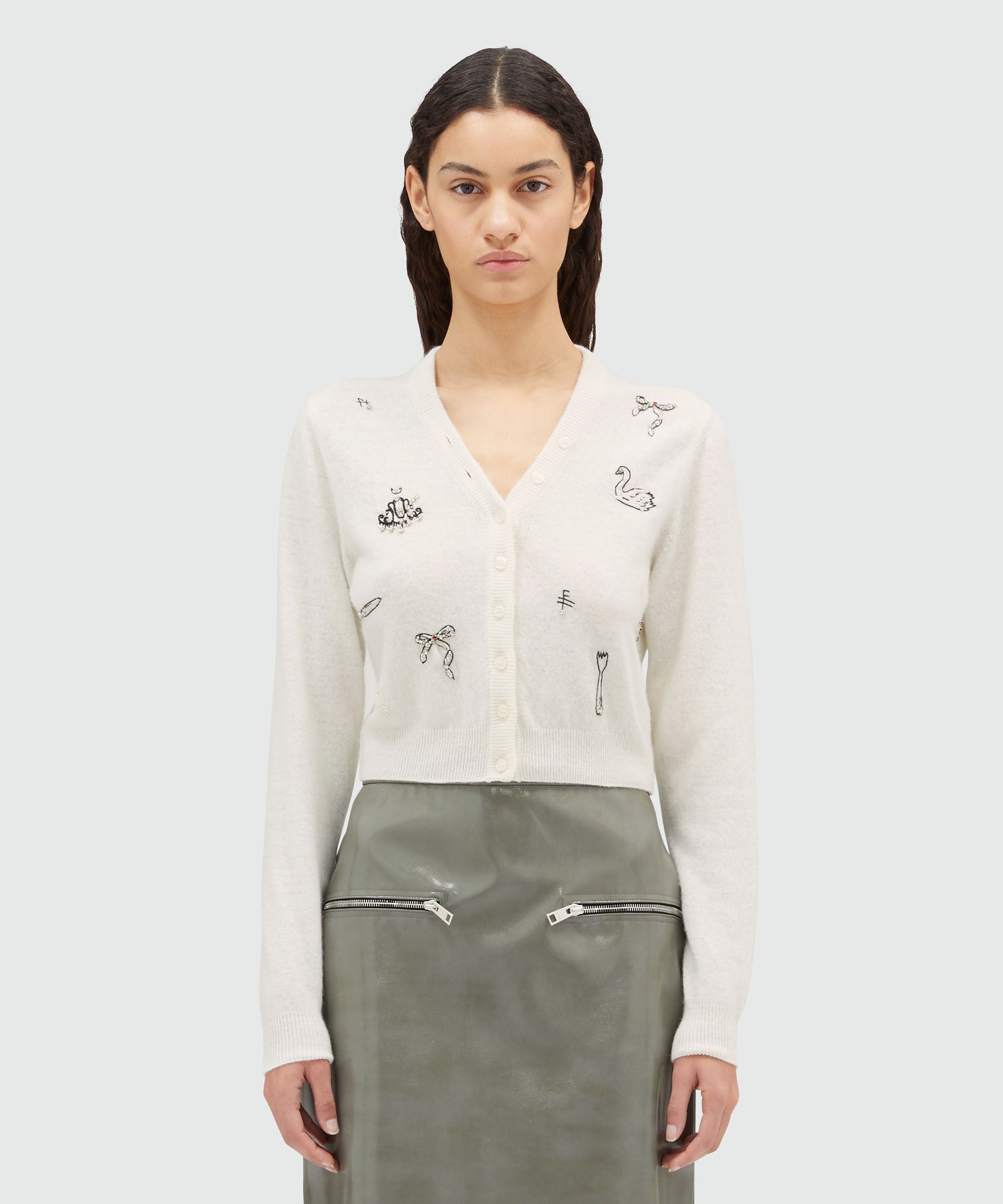 Blended wool cardigan with embroidery - 2