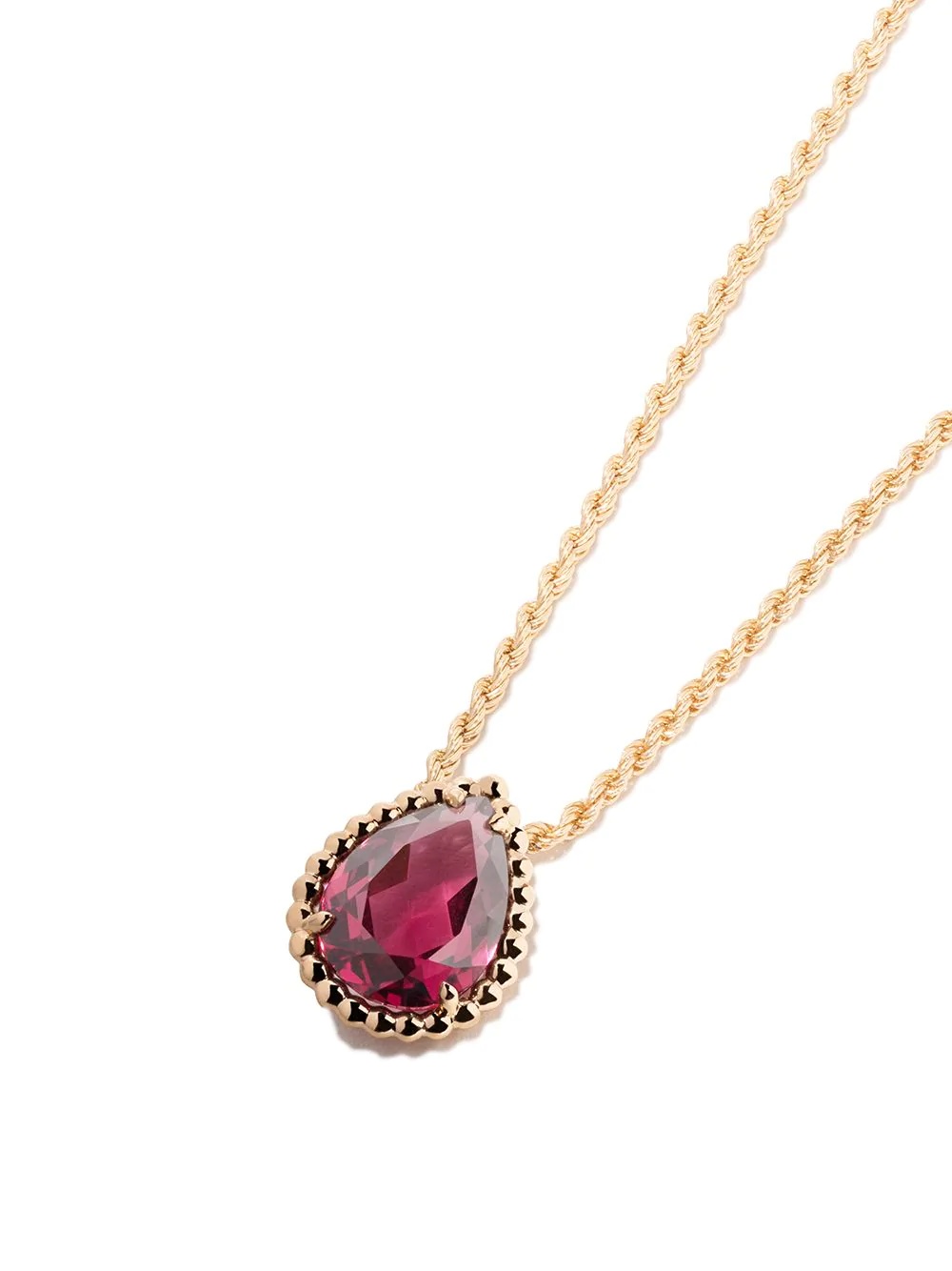 18kt rose gold Serpent Bohème  rhodolite S motif teardrop pendant necklace - 3