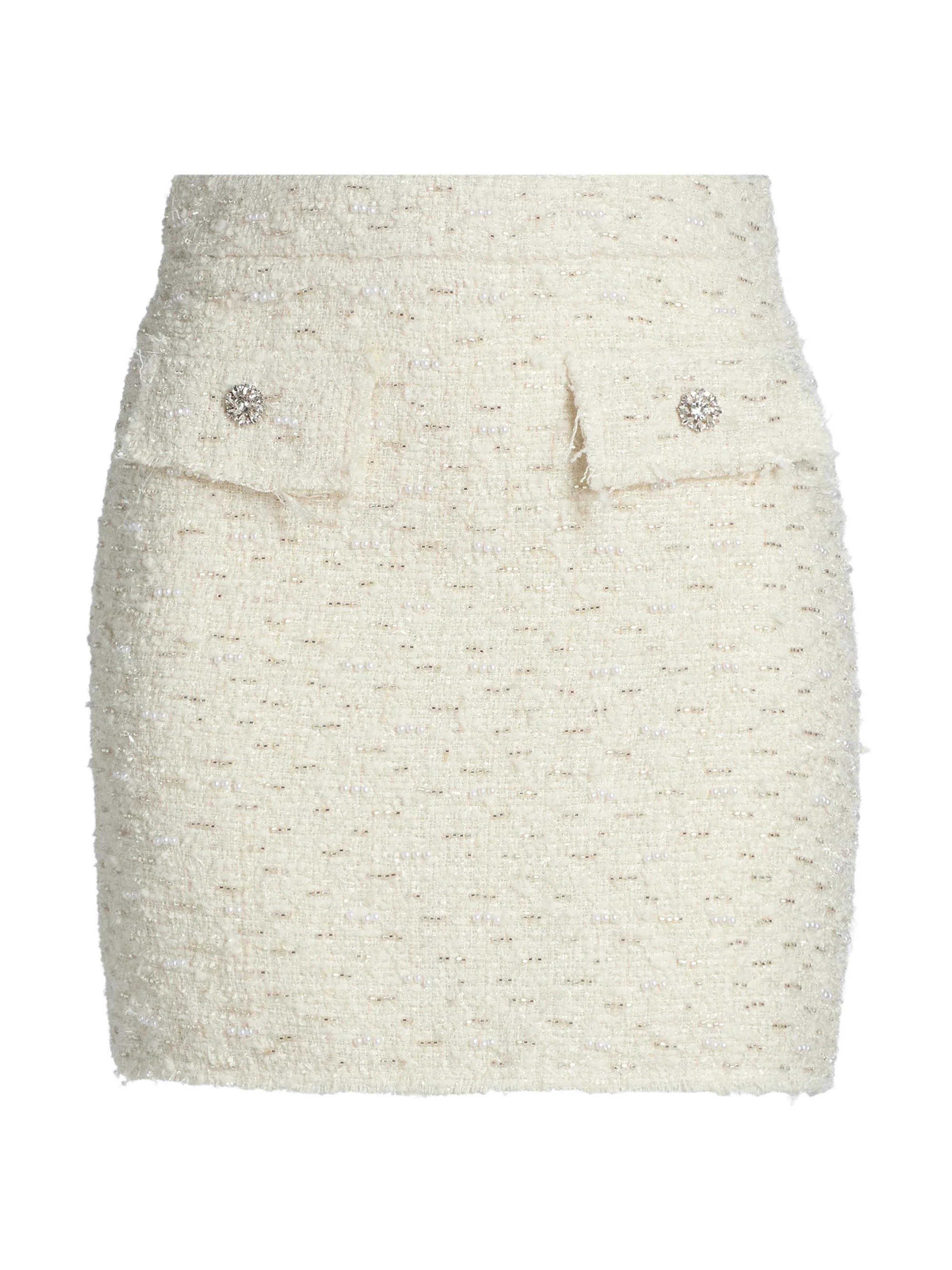 Women's Ava Tweed Slim-Fit Miniskirt - Cream - 1