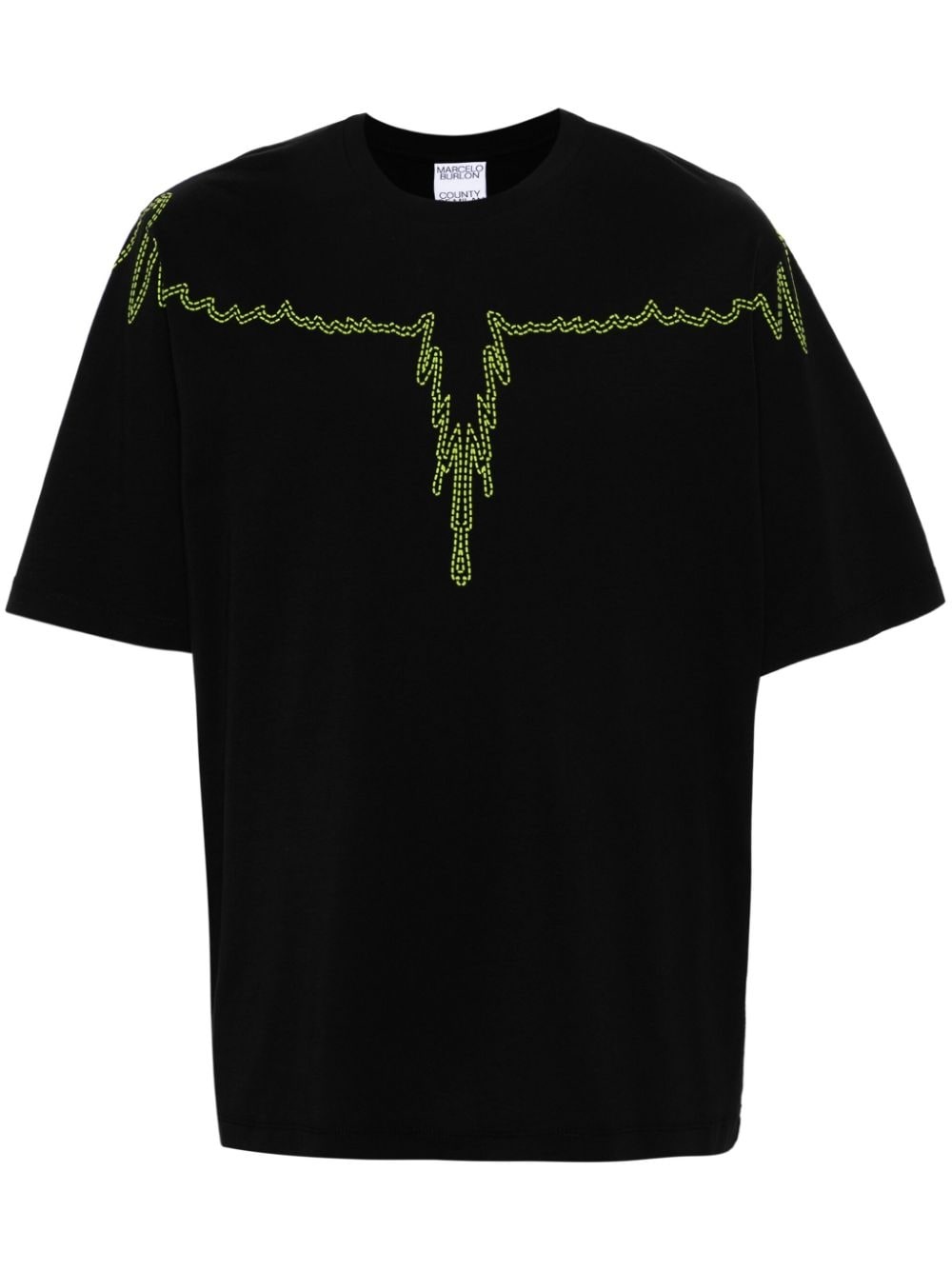 Wings-embroidered cotton T-shirt - 1