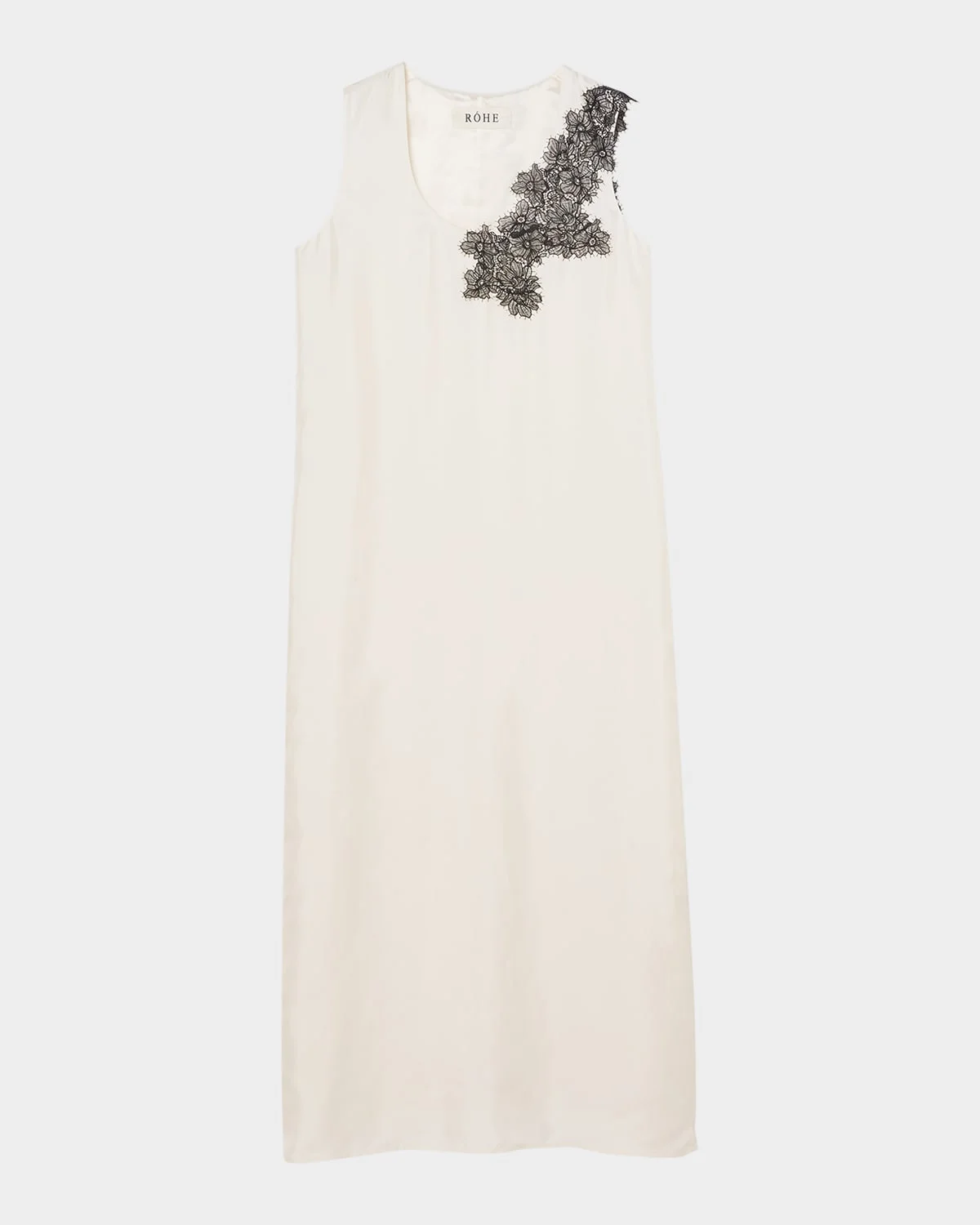 Scoop-Neck Silk Lace Dress - 1